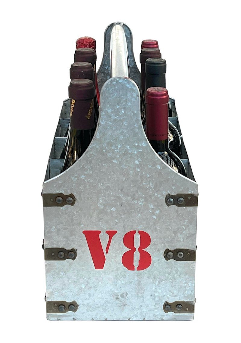 V8 Flaschenträger 8 mit Öffner Metall Zylinder Flaschenträger Weinträger DanDiBo