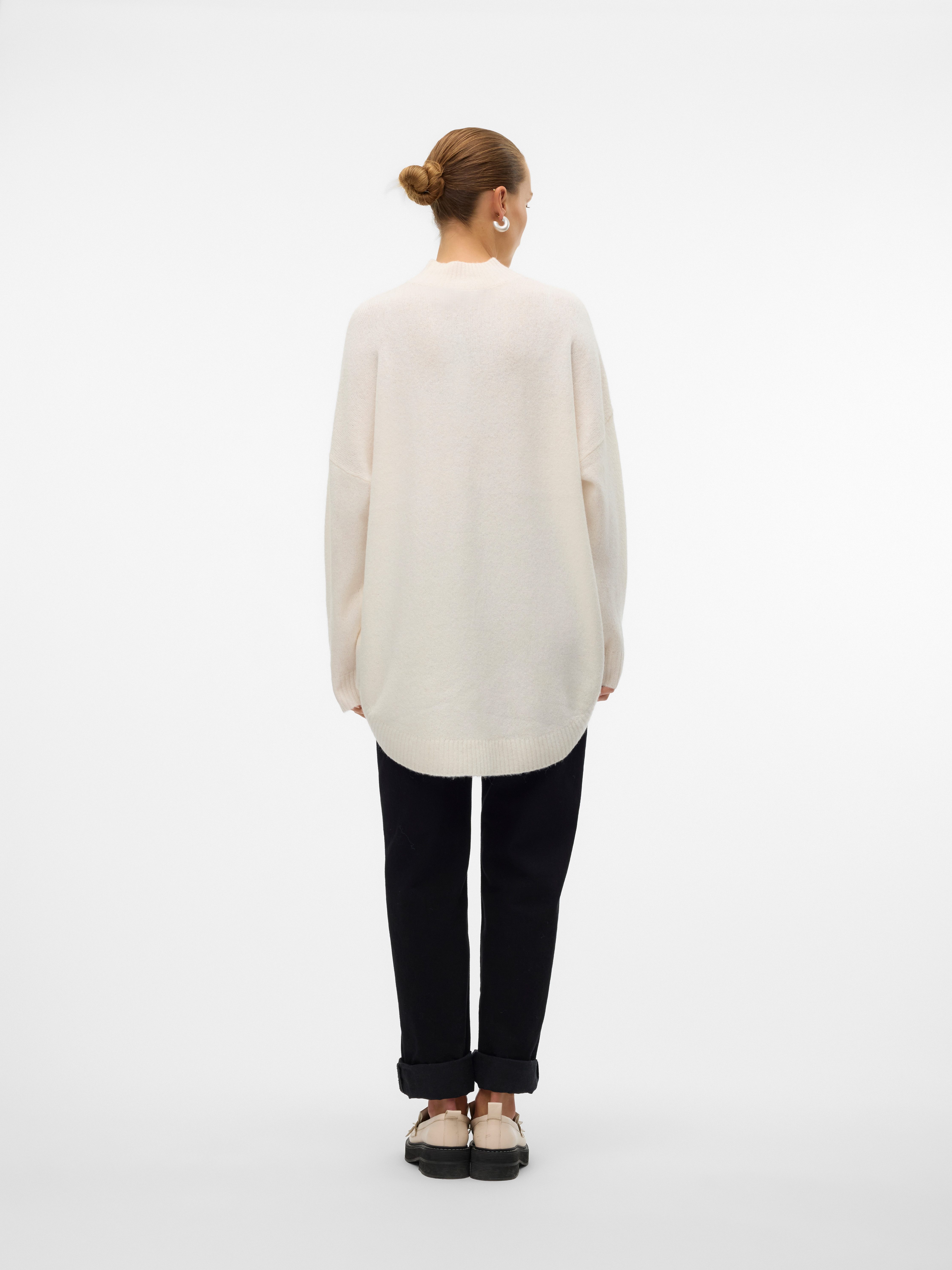 Vero Moda Strickpullover VMPLAZA LS HIGHNECK LONG PULLOVER GA BOO Materialmix, loose fit