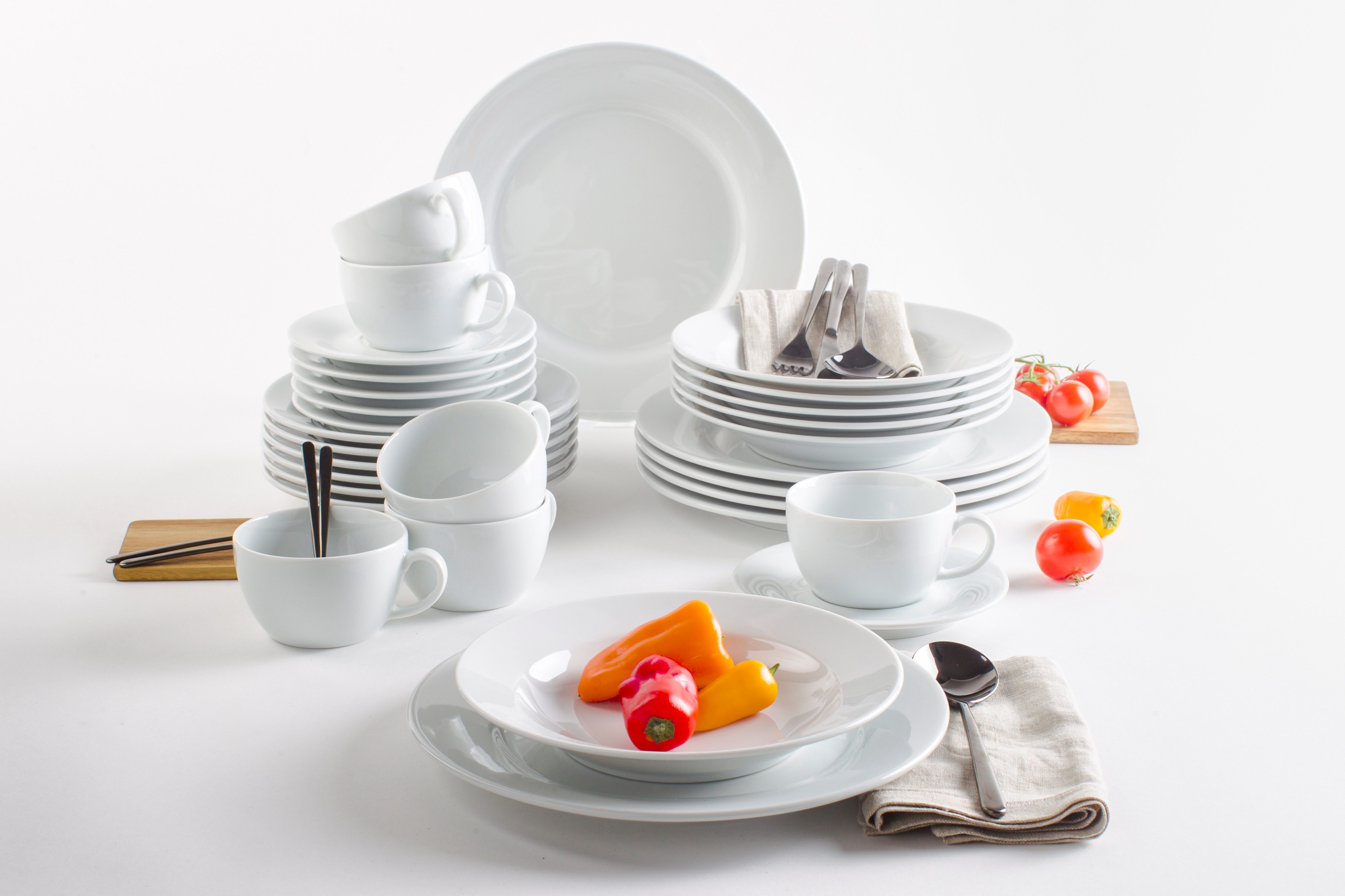 KAHLA Kombiservice Pronto weiß Kombiset (30-tlg), 6 Personen, Porzellan, Made in Germany