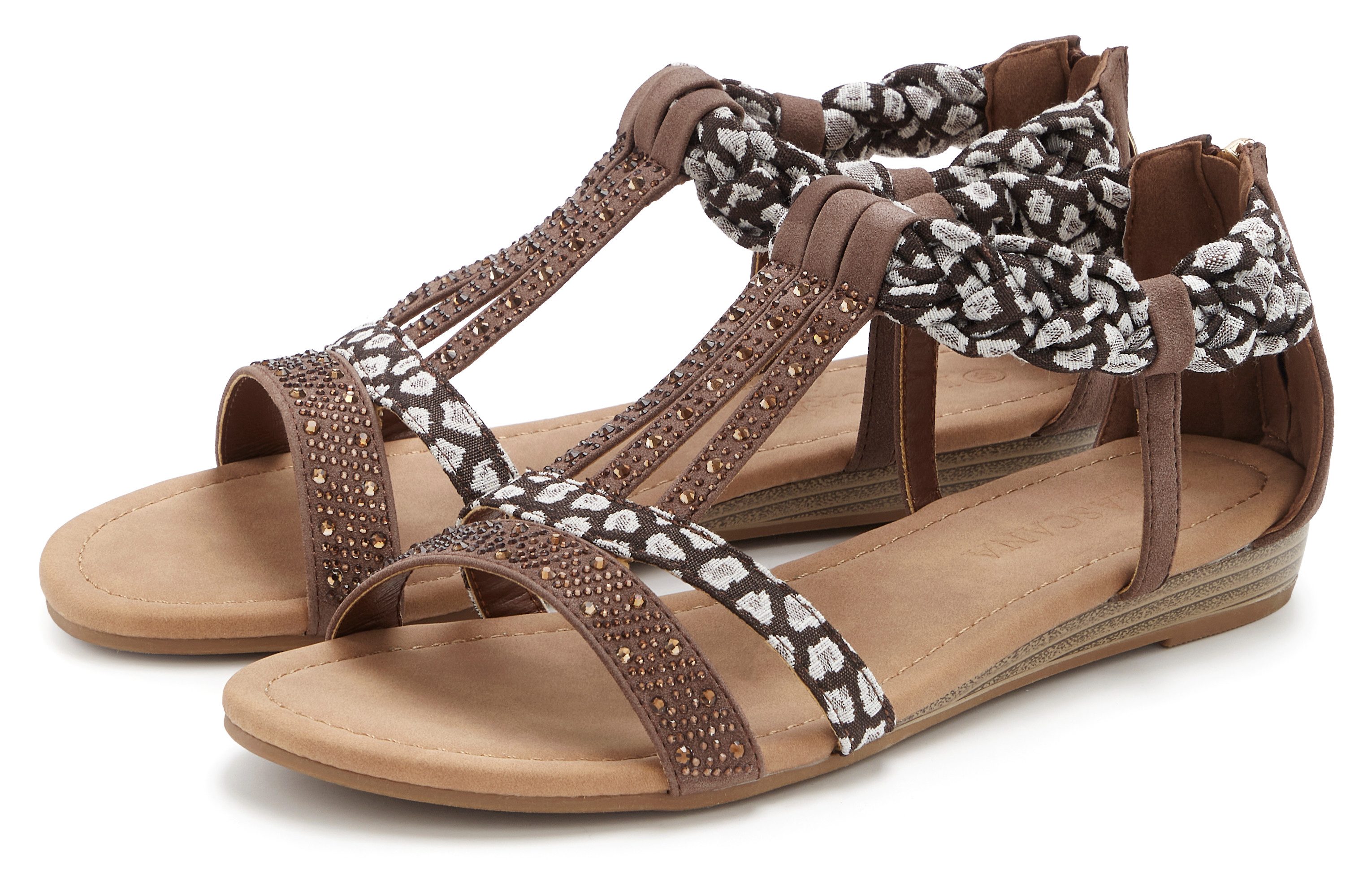 LASCANA Sommerschuh, Sandalette, offener Schuh, Sandale mit aufwendiger Verzierung VEGAN