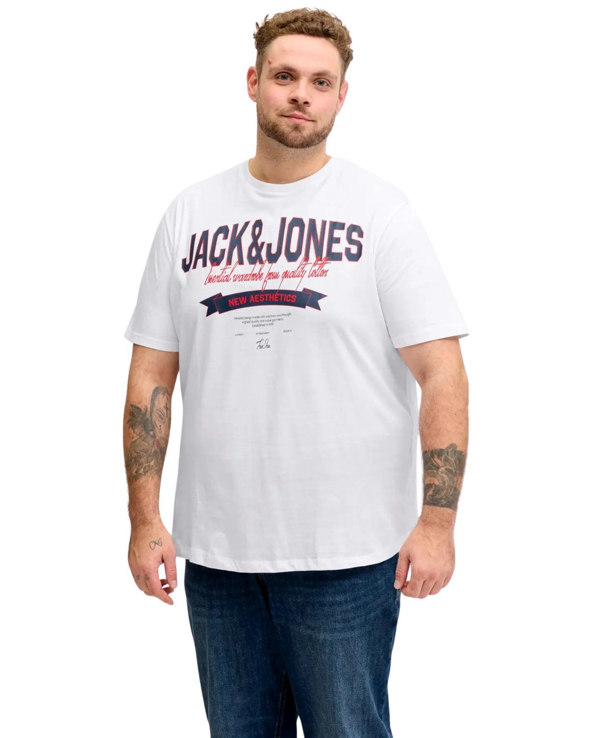 Jack & Jones PlusSize Print-Shirt (Spar-Set, 3er-Pack) aus Bio-Baumwolle, mit Pigmentprint