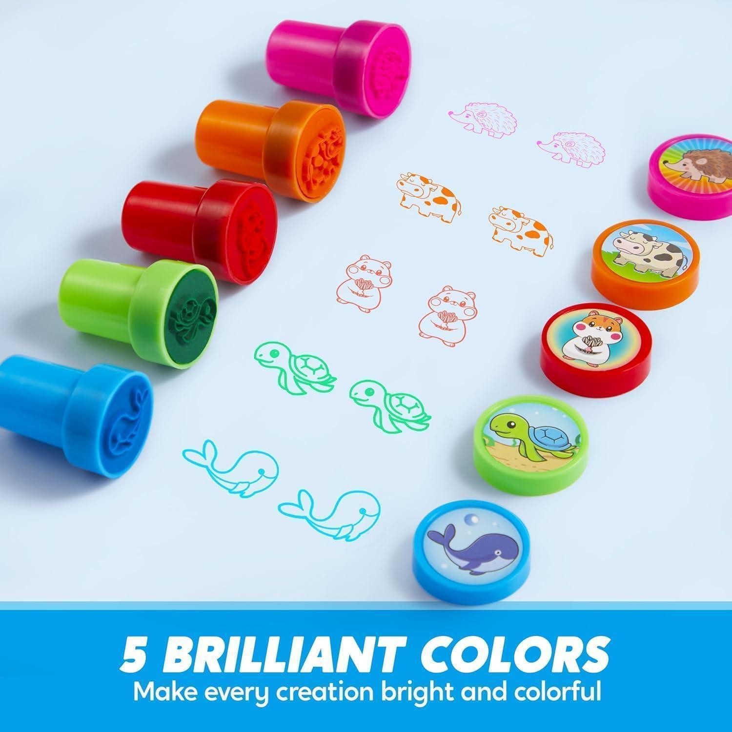 LuxusKollektion Stempel Stempel mini 50 Stück Tiere 5 Farben selbstfärbend 50 Tiere Stempel