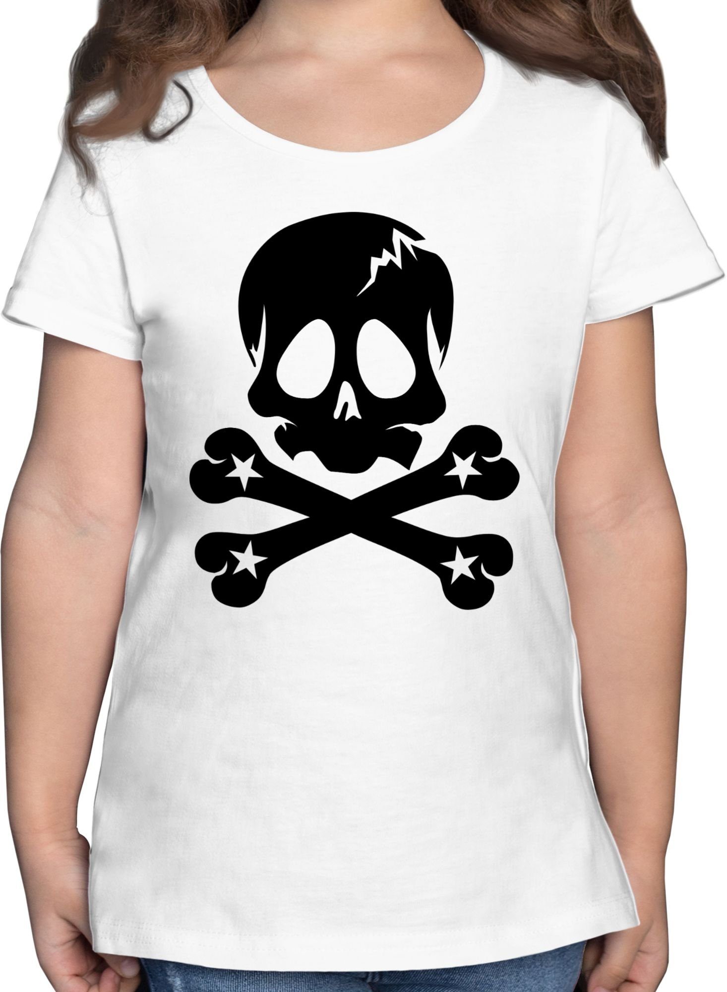Shirtracer T-Shirt Totenkopf Sterne Kindermotive 3 Weiß
