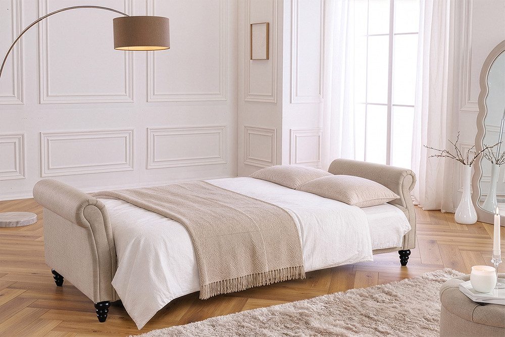 riess-ambiente 3-Sitzer MAISON BELLE AFFAIRE 220cm champagner beige - Samt, Schlaffunktion, Einzelartikel 1 Teile, Federung & verstellbarer Rückenlehne – ideal  – Bild 5 von 5