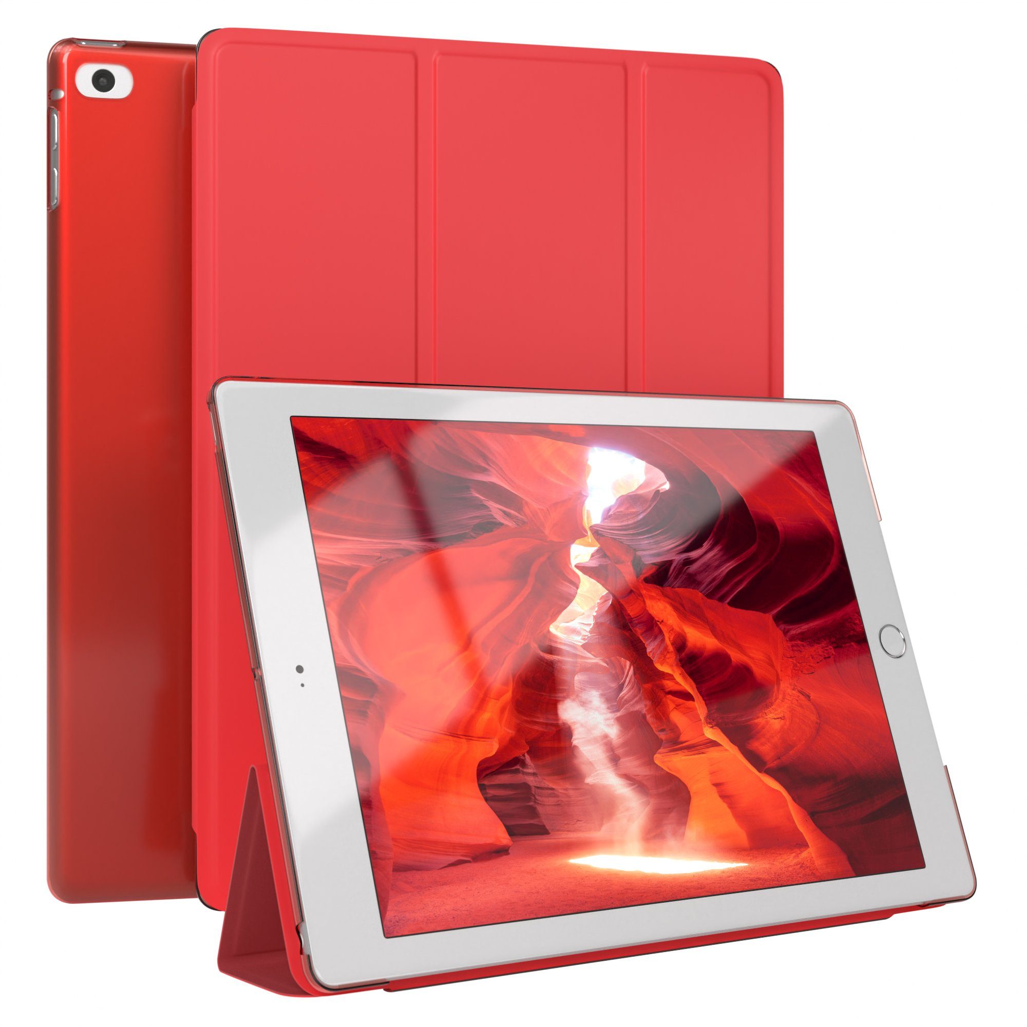 EAZY CASE Tablet-Hülle Smart Case für iPad 5./6. Generation & Air 1/Air 2 9,7 Zoll, Tablettasche Etui Bookcase Flipcover stoßfest Slim Schutztasche Rot