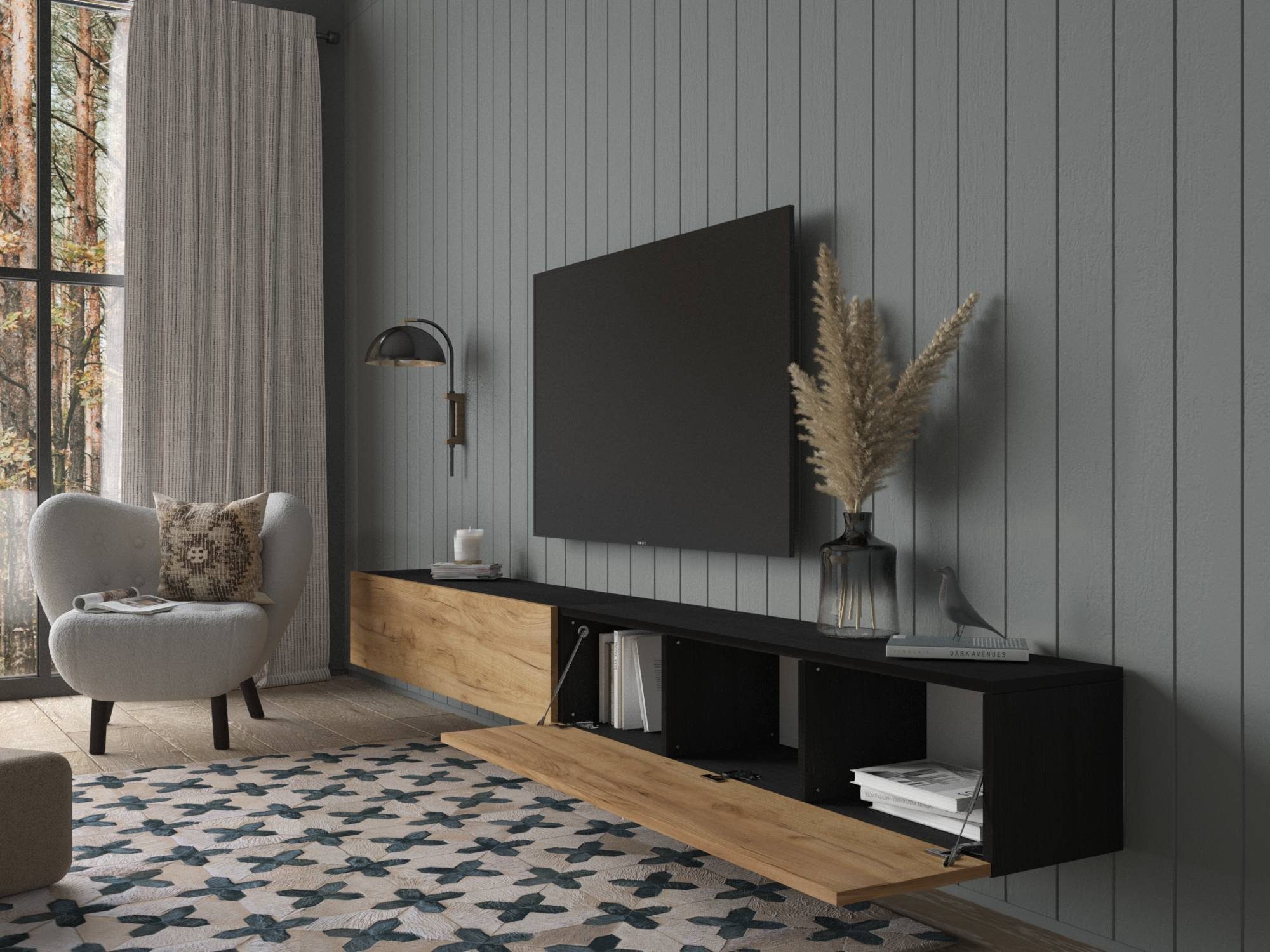Platan Room Lowboard, Fernsehschrank 105/140/160/210/280cm breit Hängend Stehend Matt