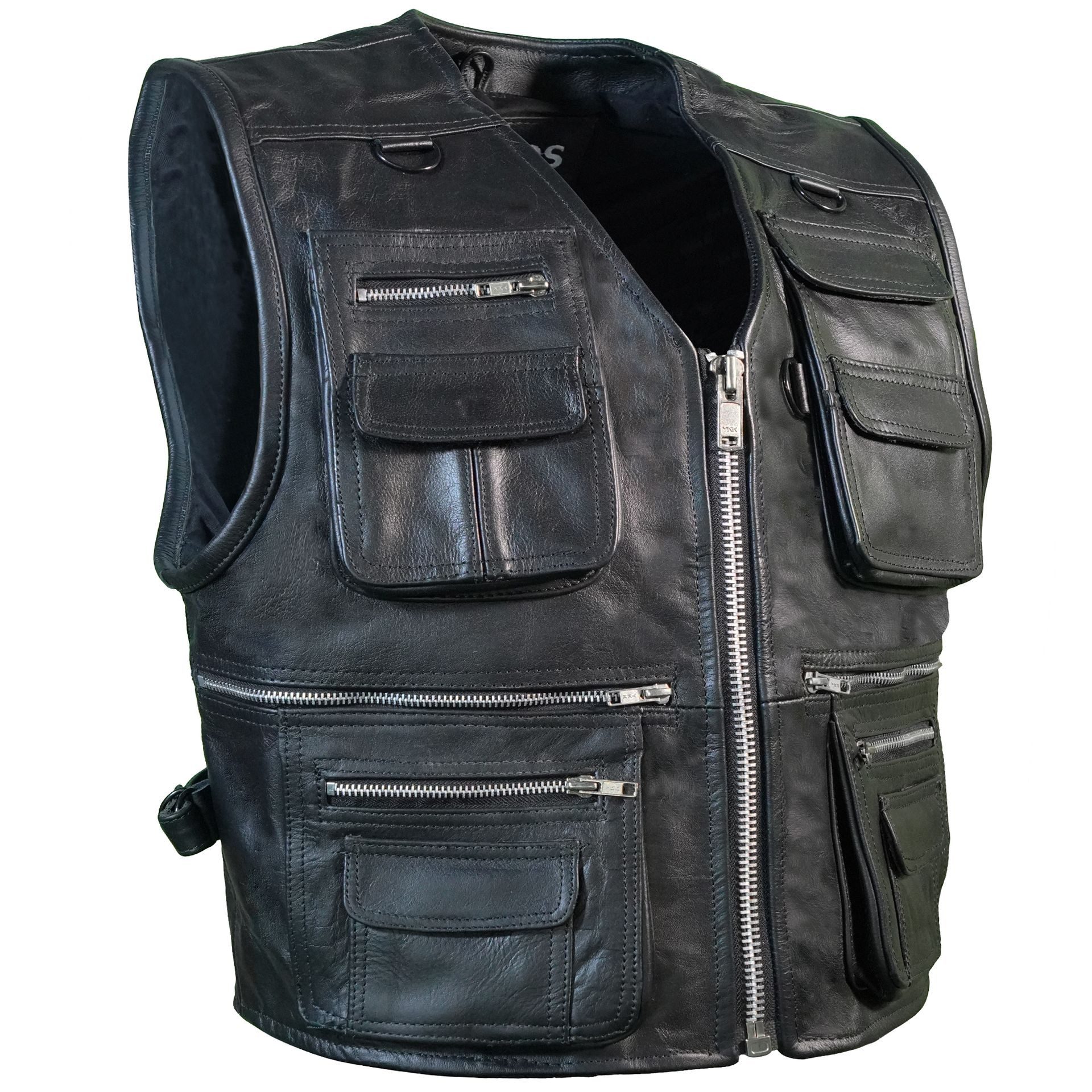 PAULGOS Motorradweste Lederweste Biker Kutte Clubweste Chopper Weste 100% E günstig online kaufen