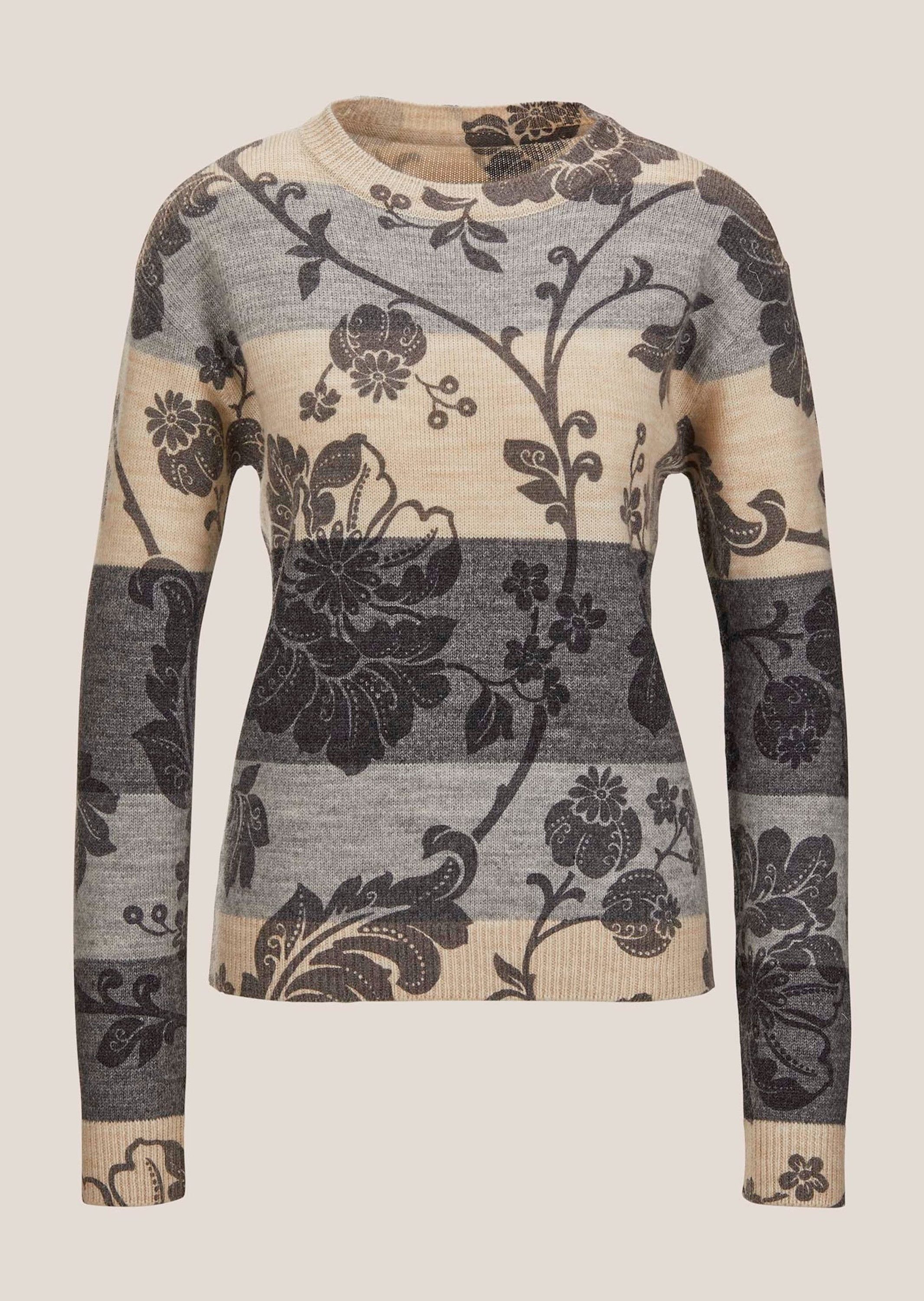 MADELEINE Strickpullover Rundhals-Pullover im Muster-Mix Rundhals Oberteil mit Muster, langärmelig, italienische Garnmischung