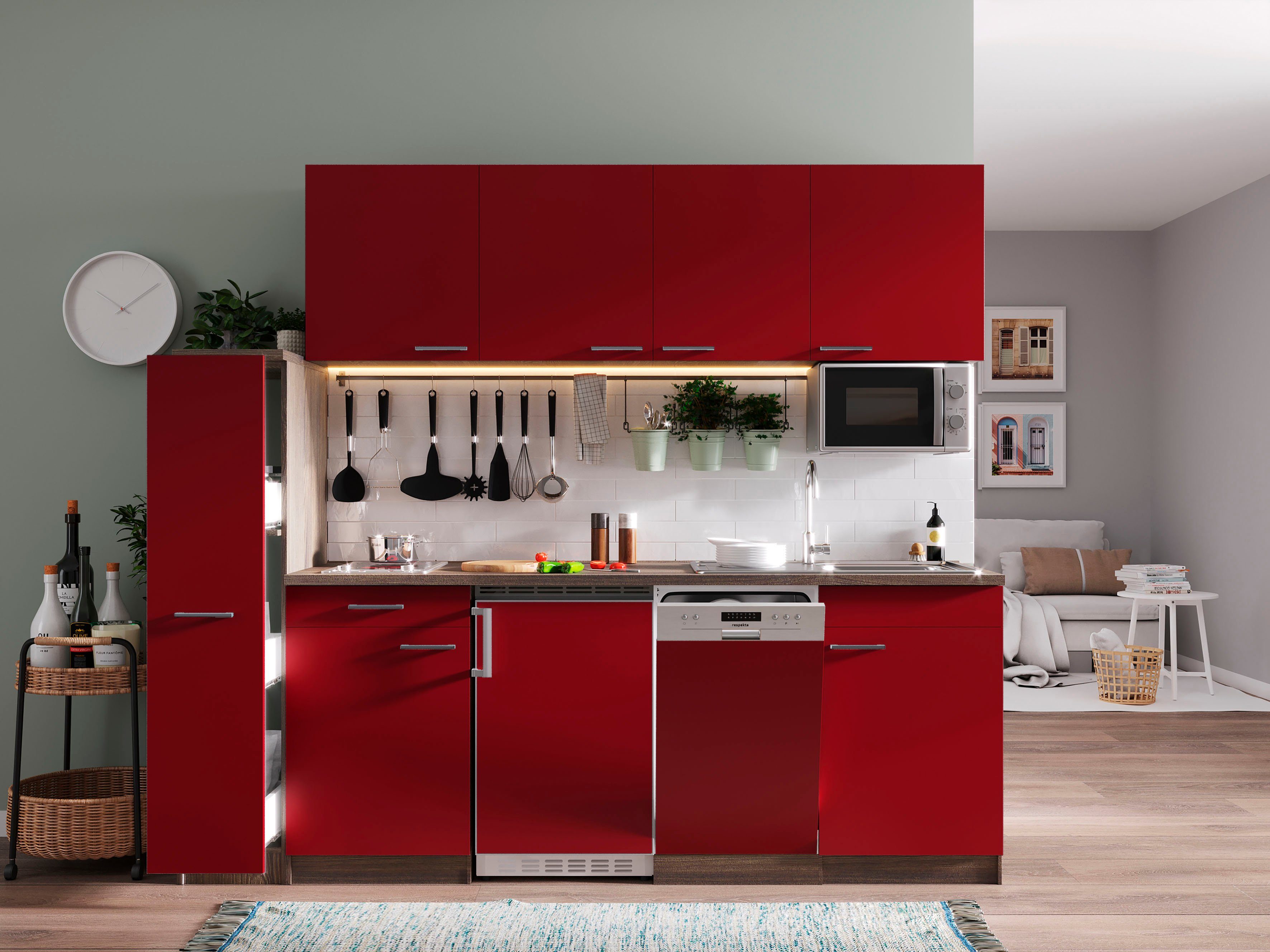 RESPEKTA Küchenzeile »York«, mit E-Geräten, Breite 225 cm online kaufen |  OTTO