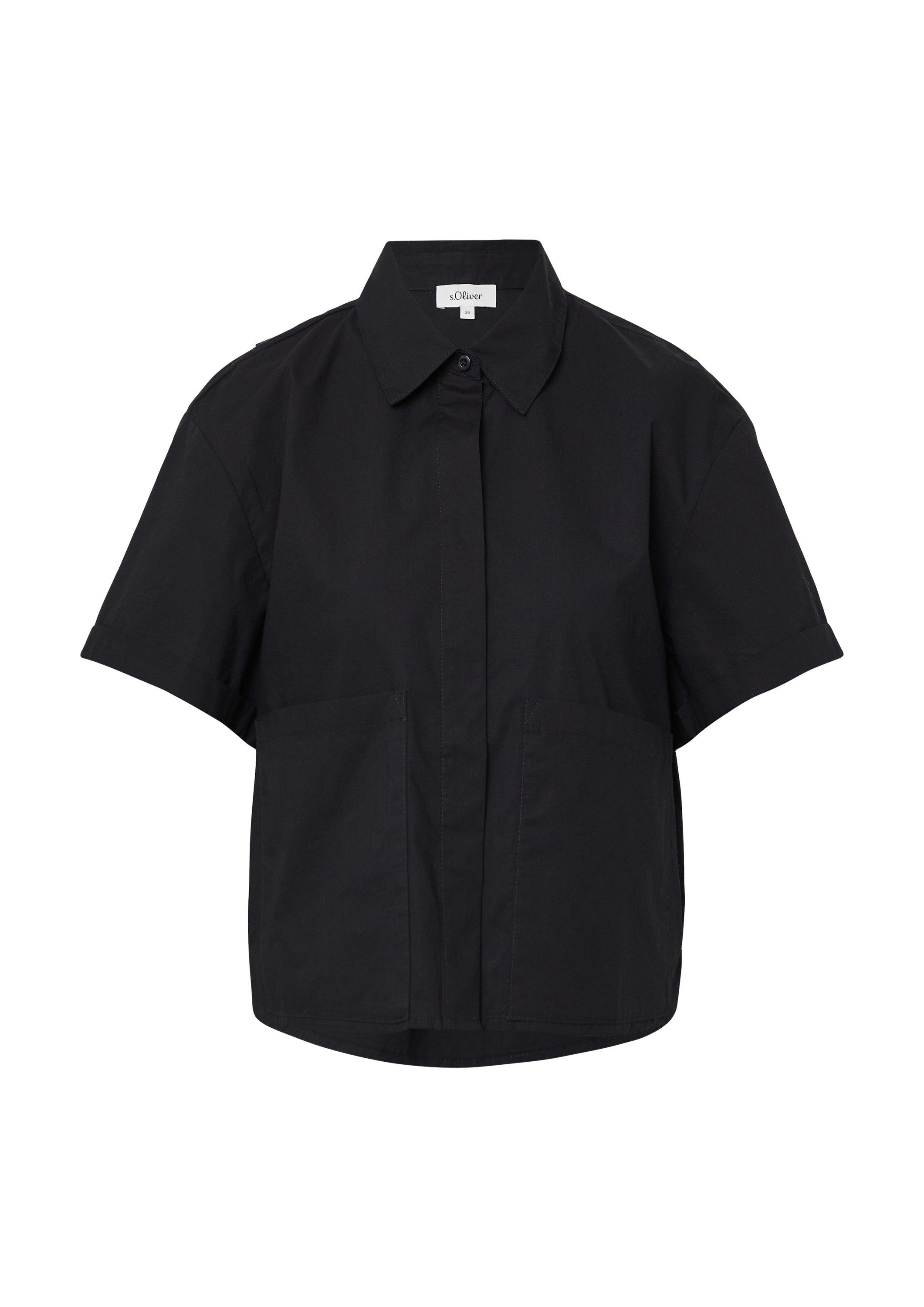 s.Oliver Kurzarmbluse Bluse Verkürzte Hemdbluse im Relaxed Fit mit aufgeset günstig online kaufen