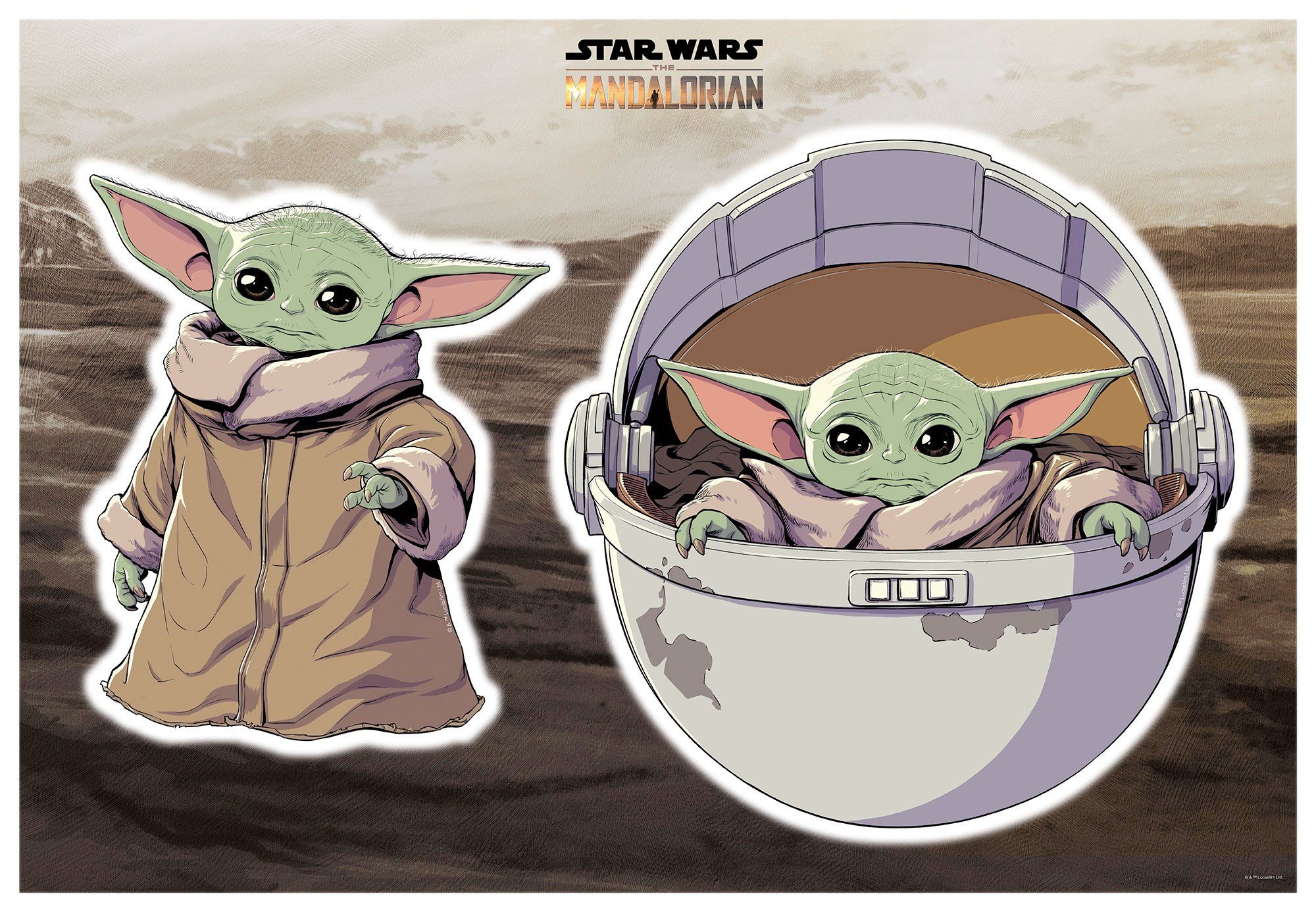 Komar Wandtattoo Star Wars The Child - Размер 50 x 70 cm (2 St), selbstklebend, Wandsticker, Kinderzimmer
