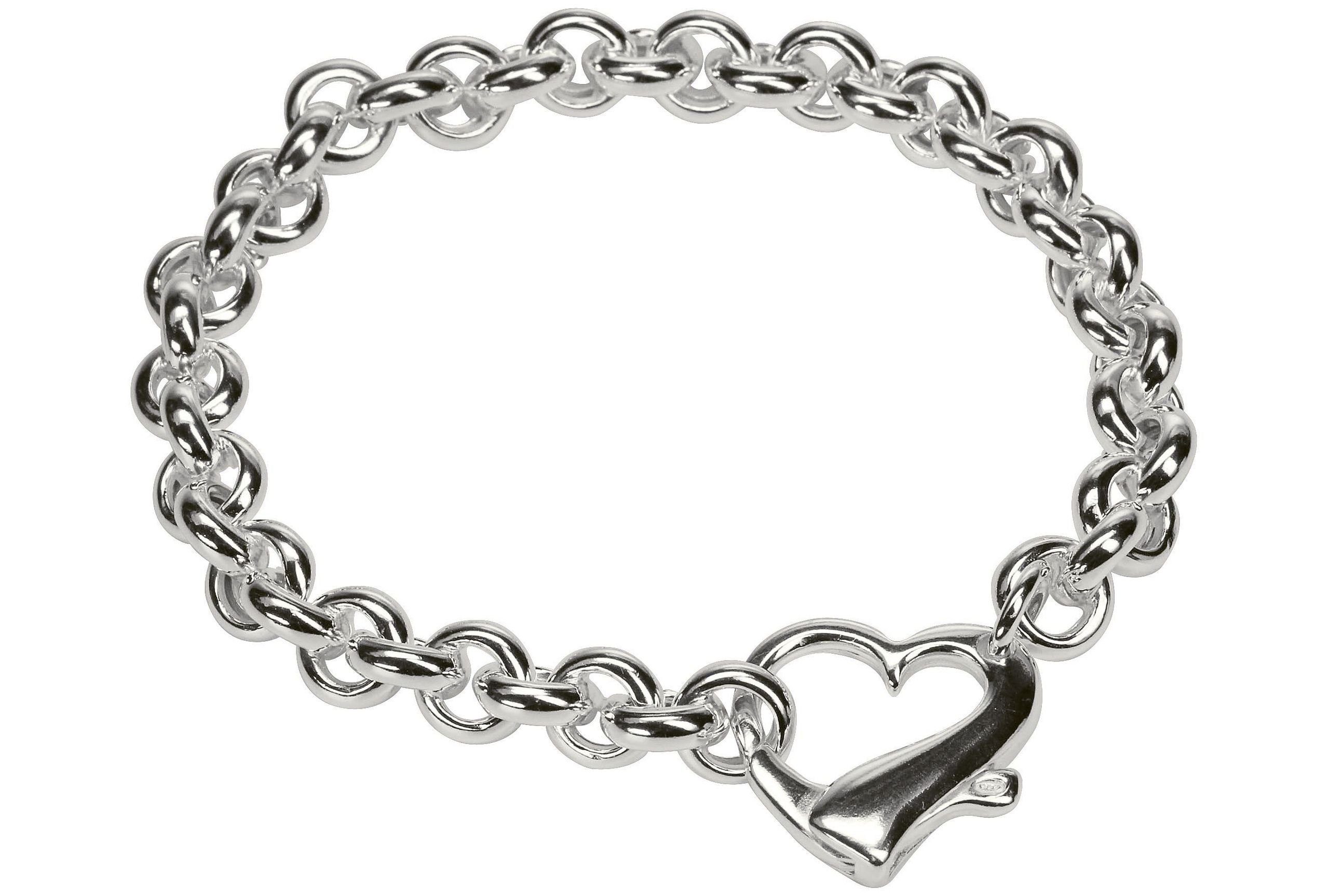 SILBERMOOS Silberarmband Dekoratives Armband mit Herz-Verschluss, 925 Sterling Silber