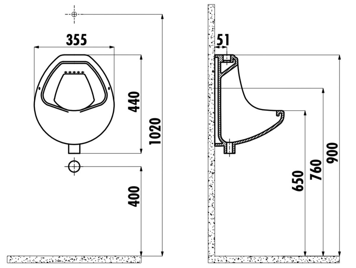 Creavit Urinal TP600-00CB00E-0000, (nicht_zutreffend, 1-tlg), Creavit Urinal verdeckte Befestigungen Weiß
