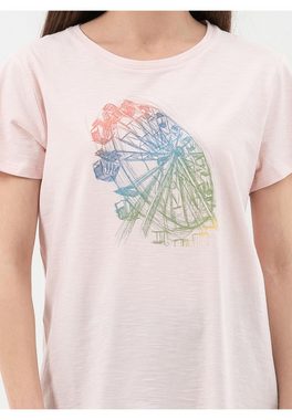 ORGANICATION T-Shirt T-Shirt aus Bio-Baumwolle mit Riesenrad-Print in Powder