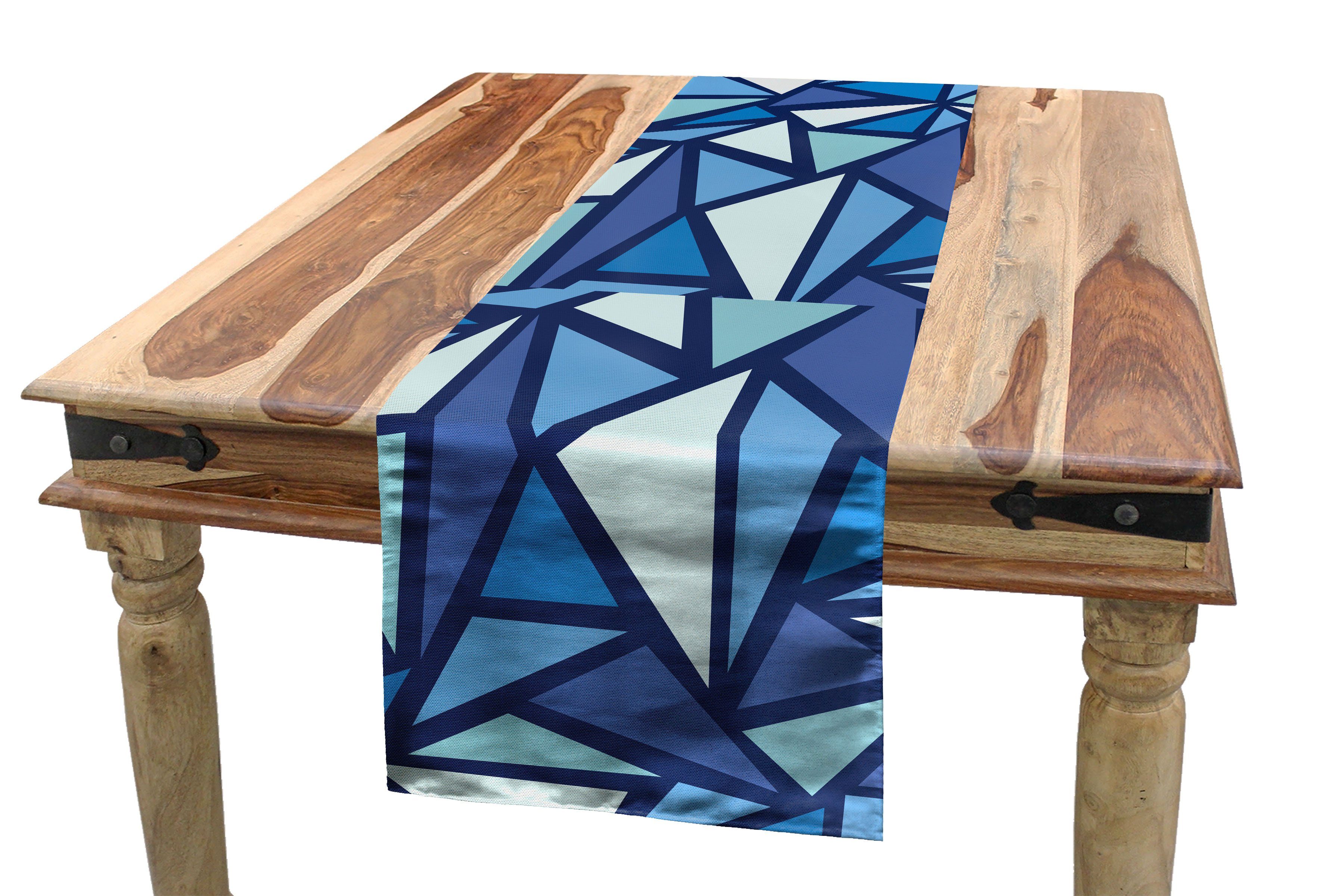 Abakuhaus Tischläufer Esszimmer Küche Rechteckiger Dekorativer Tischläufer, Blau Geometrische Zusammenfassung Ice
