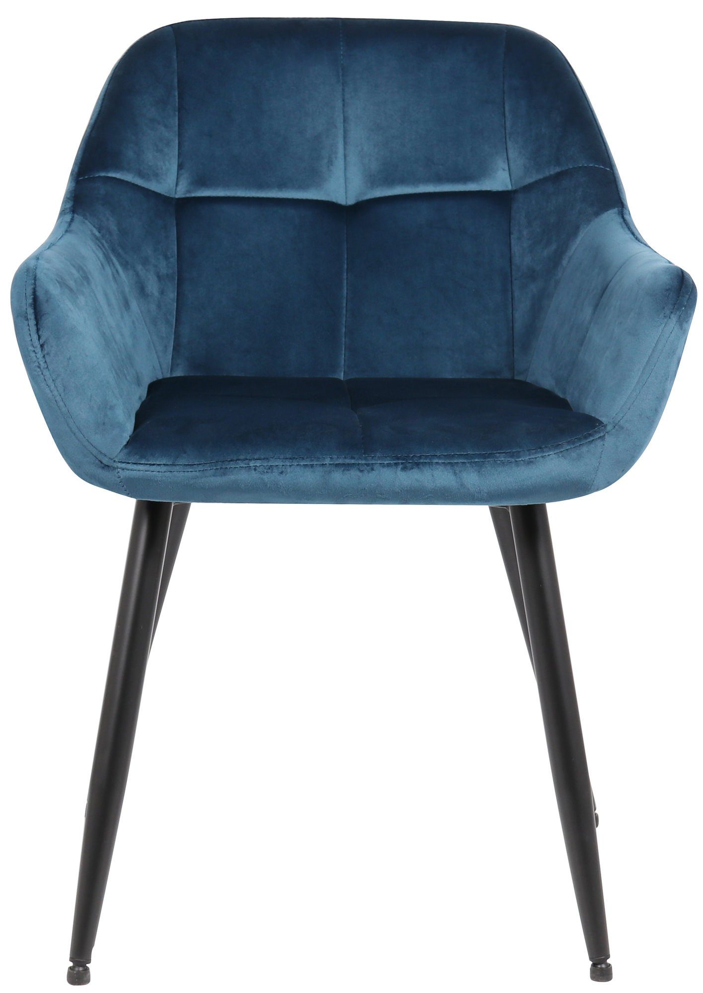 TPFLiving Besucherstuhl Emil - (Küchenstuhl schwarz - gepolsterter Metall matt Wohnzimmerstuhl), blau Konferenzstuhl Gestell: mit - Sitzfläche - Samt Sitzfläche: hochwertig Esszimmerstuhl