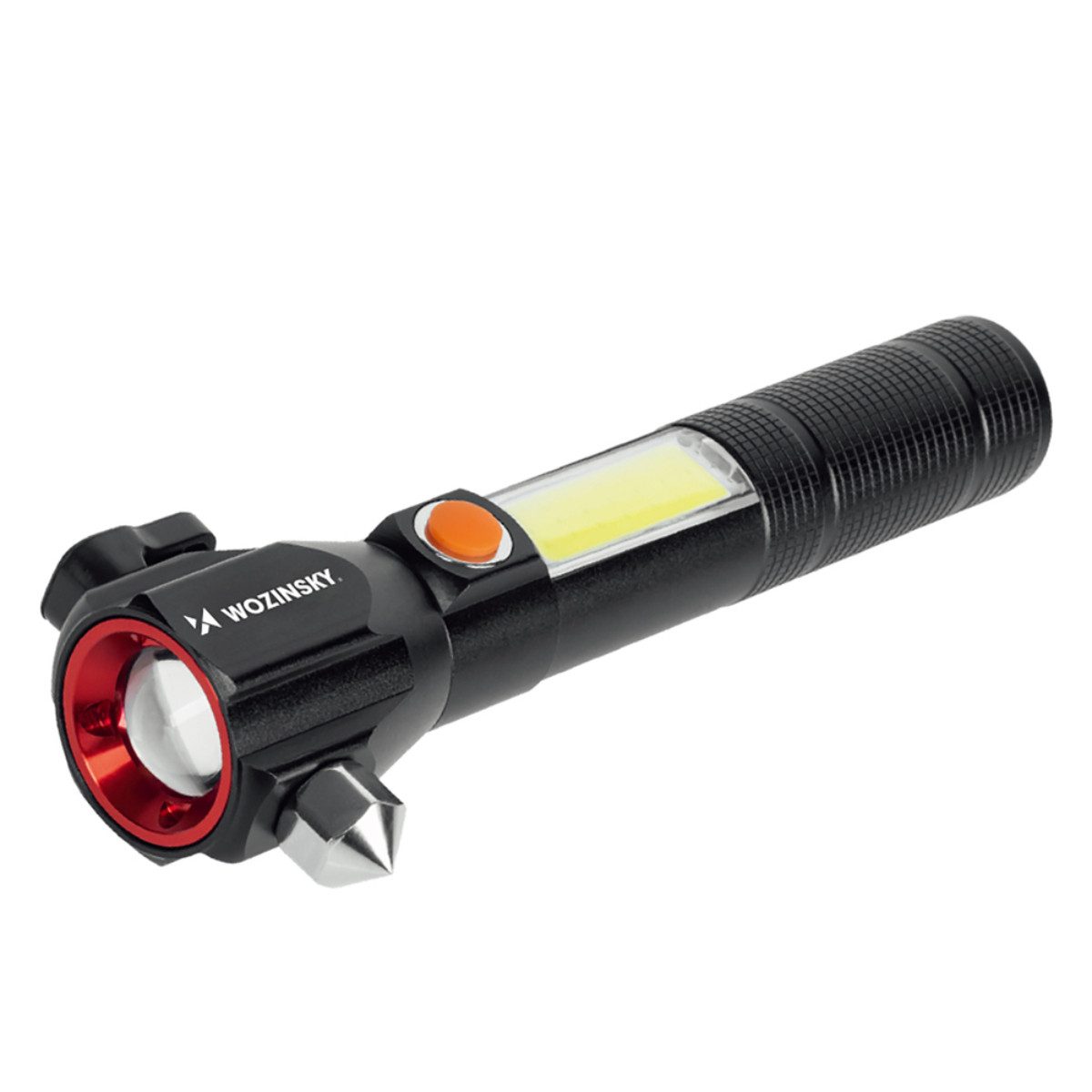 Wozinsky LED Taschenlampe WLR-31, Glasbrecher, Gurtschneider, Magnet und COB-Warnlicht