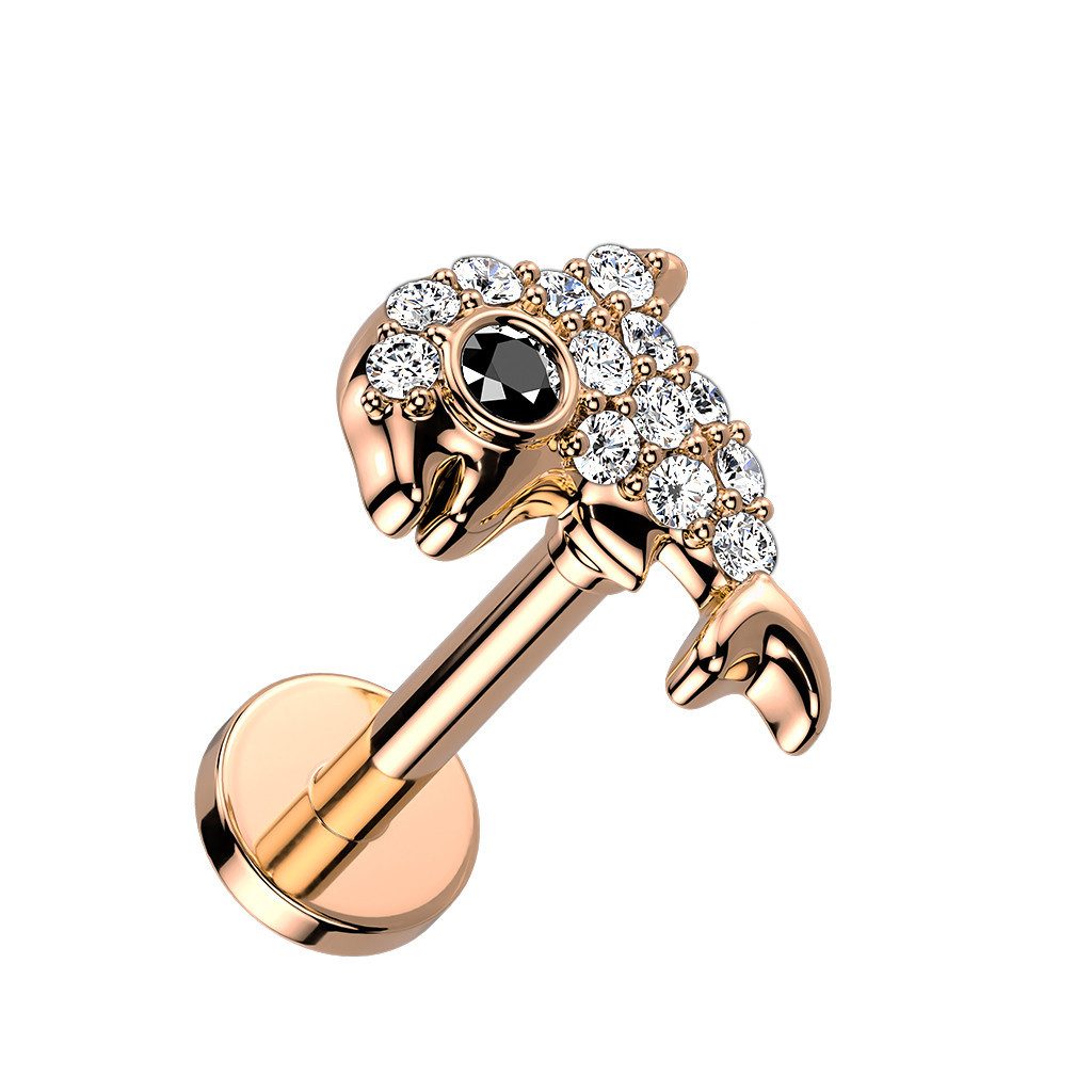 Piercing-Set Helix Ohr Knorpel Tragus Piercing Stecker Kristall Delfin Rosegold 8mm
