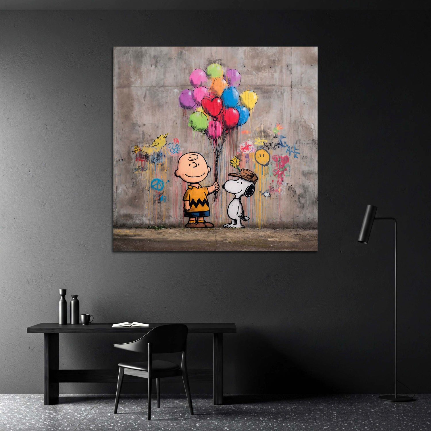 Artedinoi Leinwandbild Pop Art Freundschaft Comicstil Graffiti Leinwandbild Wandbild Kunstdru, Zwei Comicfiguren, Freundschaft
