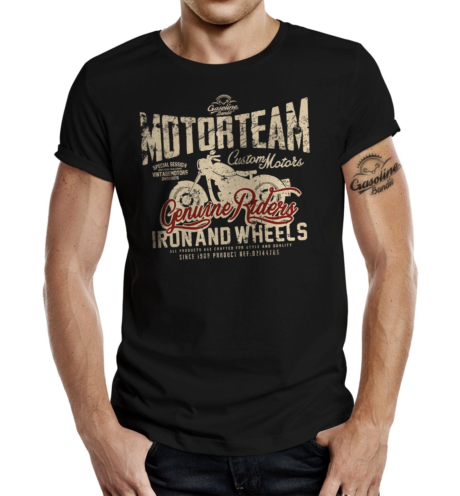 Motor T-Shirt BANDIT® Team Racer Motorrad GASOLINE Rocker für Biker Fans: