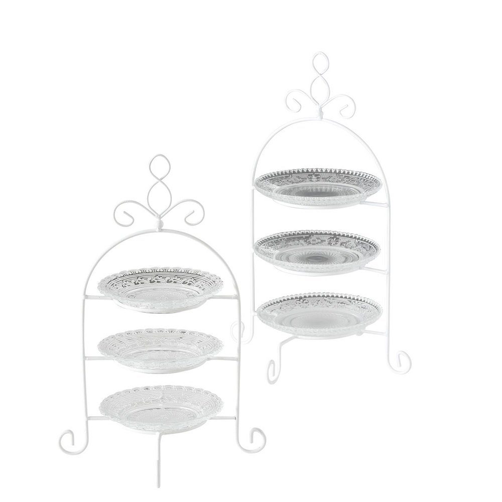 BOLTZE GRUPPE GmbH Dekoetagere Etagere Madita 3er Glas weiß 4tlg H 37 cm günstig online kaufen