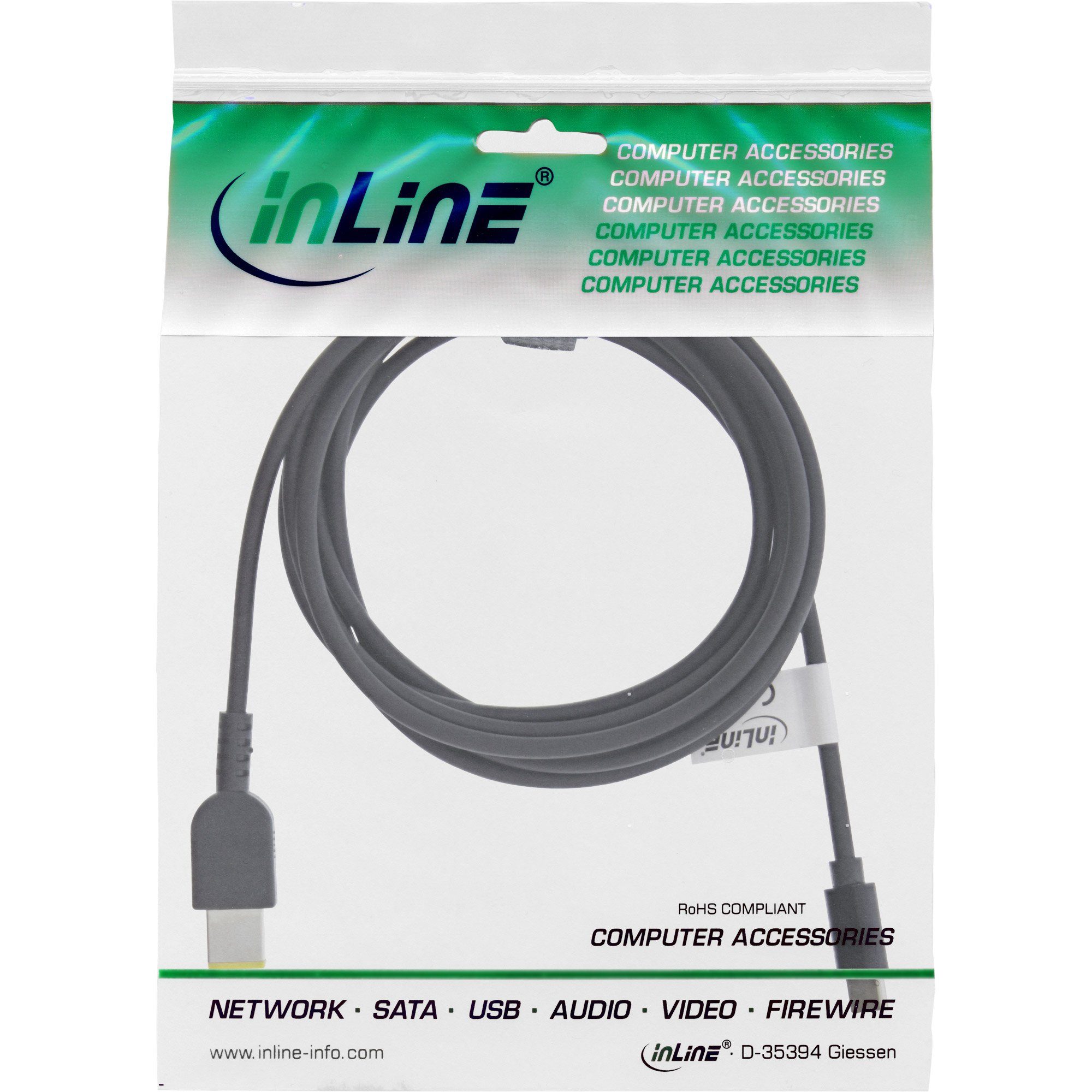 Inline InLine® USB-C zu Lenovo Notebook (rechteckig) Ladekabel, 2m Stromkabel
