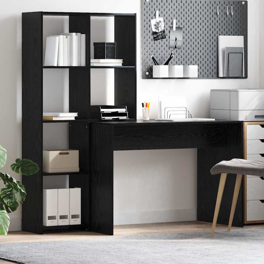vidaXL Schreibtisch Schreibtisch Schwarz Eichen-Optik Holzwerkstoff (1-St)