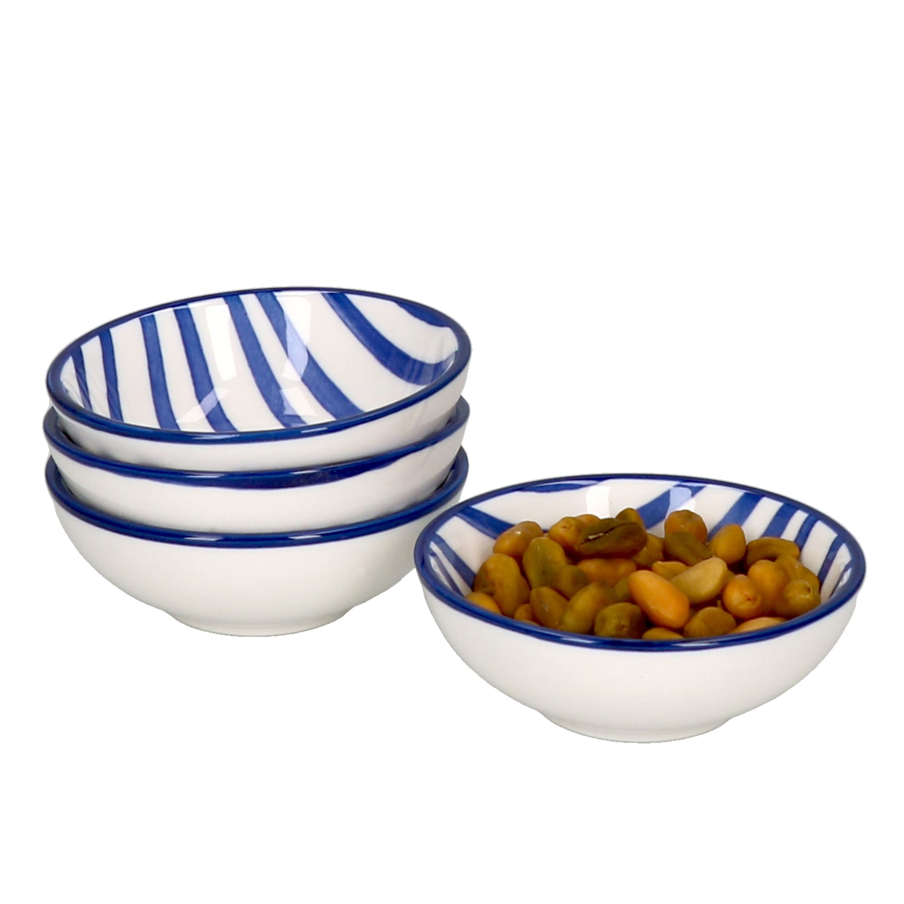 Ritzenhoff & Breker Rührschüssel 4er Set Schale flach 8cm Streifen Seaside - Ritzenhoff 270273, Porzellan