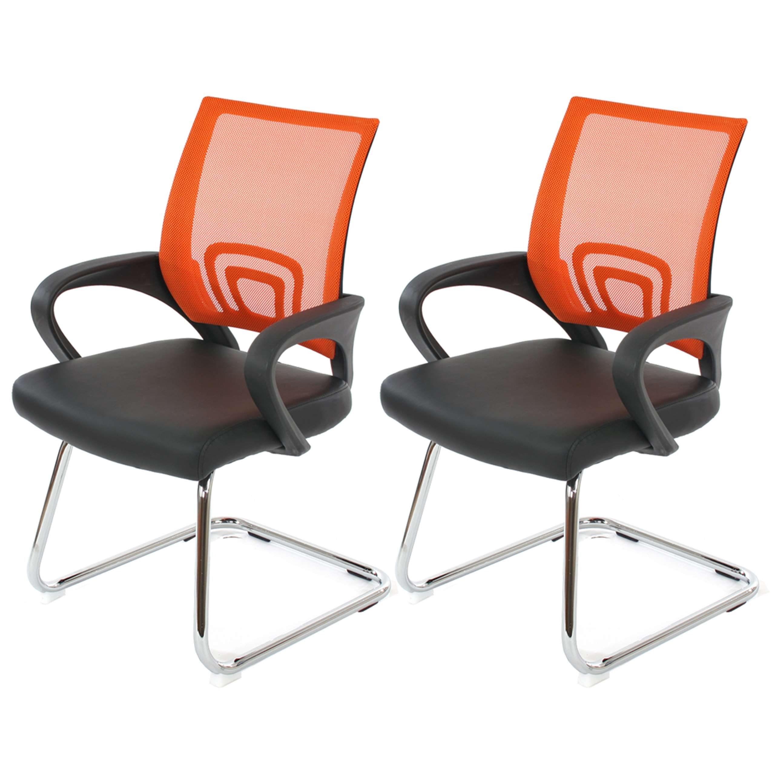 MCW Freischwinger Afragola-2 (Set, 2 St), 2er-Set, Ergonomisch geformte Rückenlehne, Leicht abwaschbar schwarz, orange