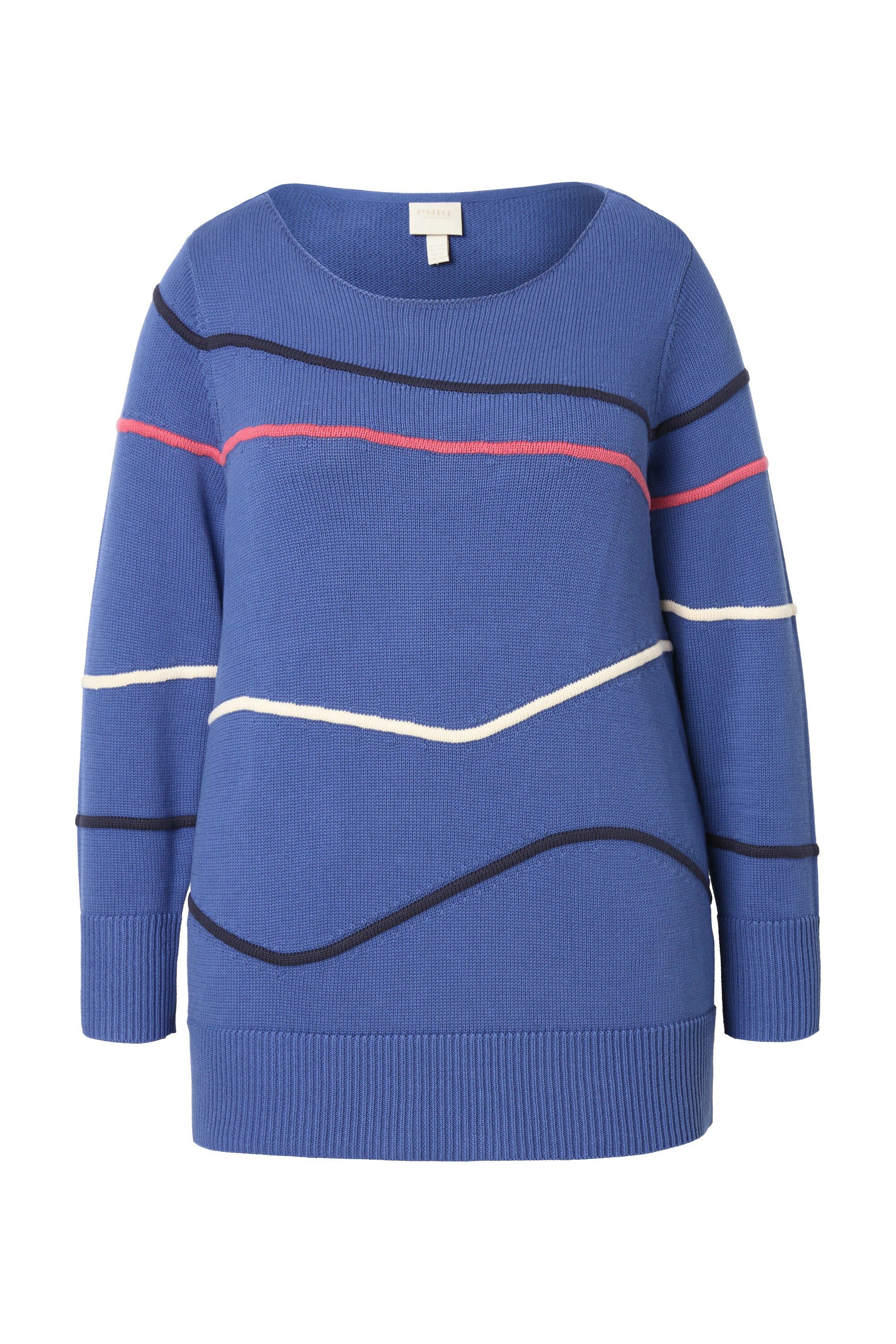 Ulla Popken Strickpullover Pullover U-Boot-Ausschnitt Langarm Biobaumwolle günstig online kaufen