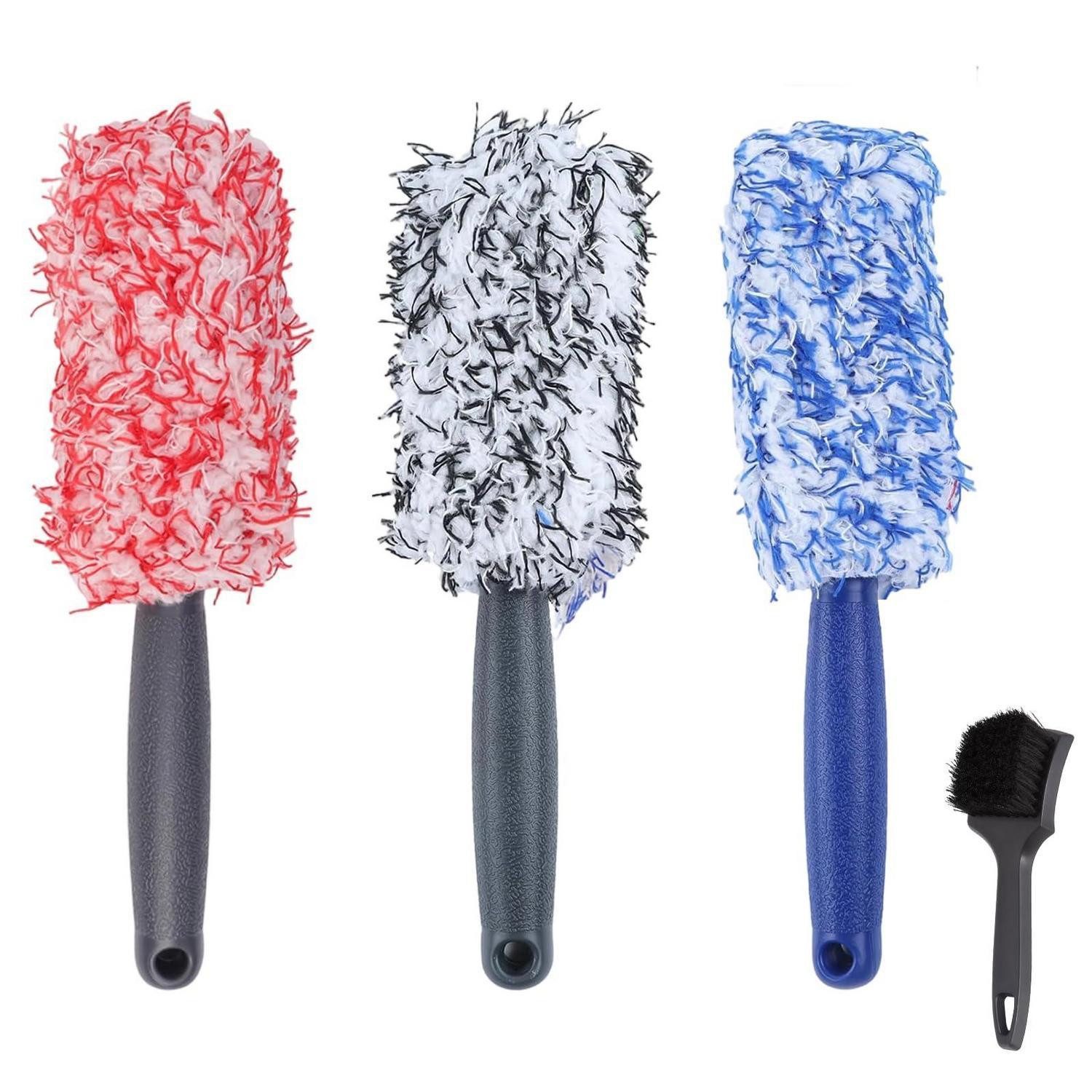 LuxusKollektion Felgenbürste Felgenbürste 3er Set Reifenbürste Mikrofaser ergonomisch
