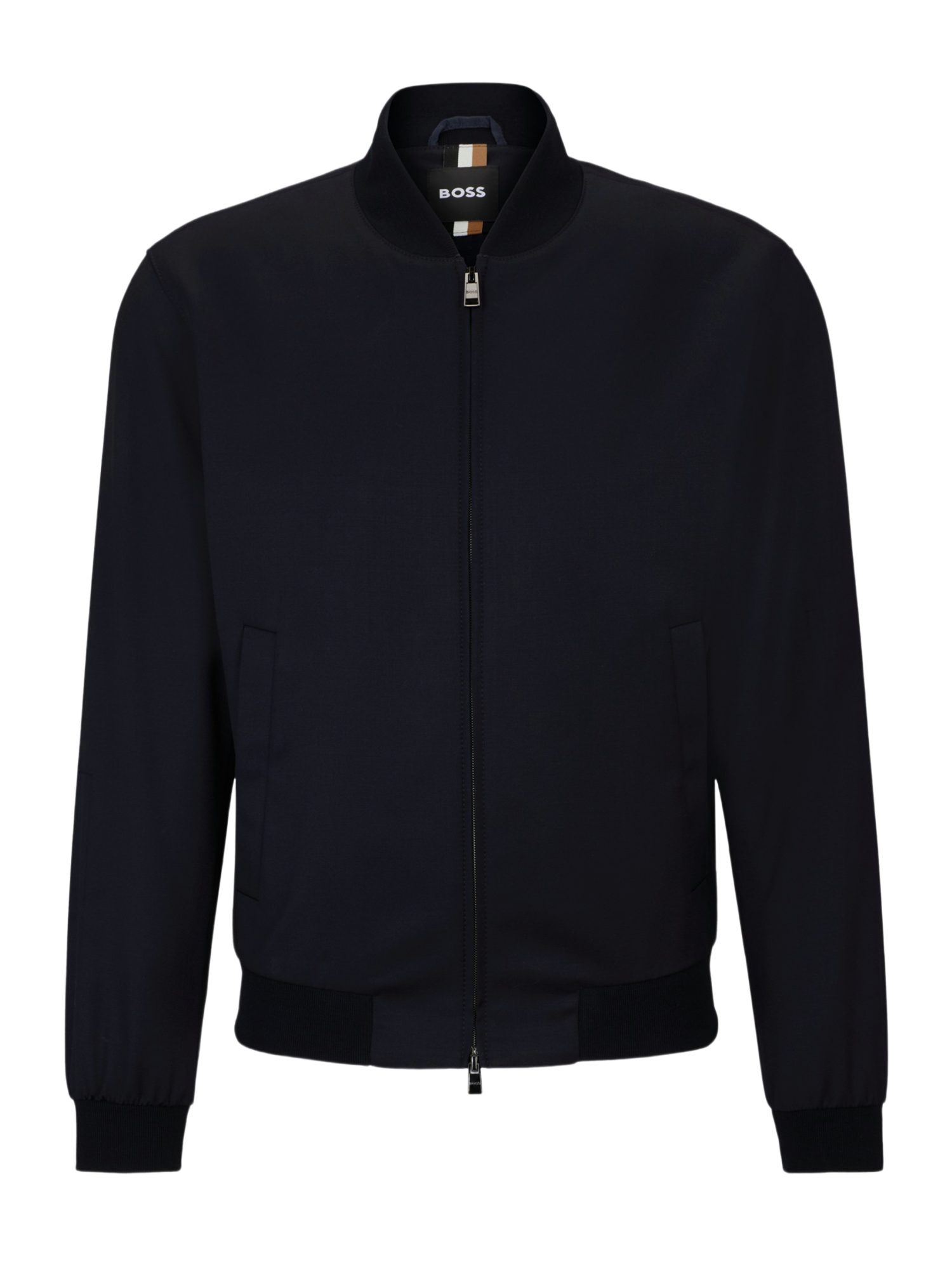 BOSS Baumwollsakko BOSS Men Black schwarz,Outdoor,Wolle,Unifarben,Stehkragen,Lang,Regular Fit