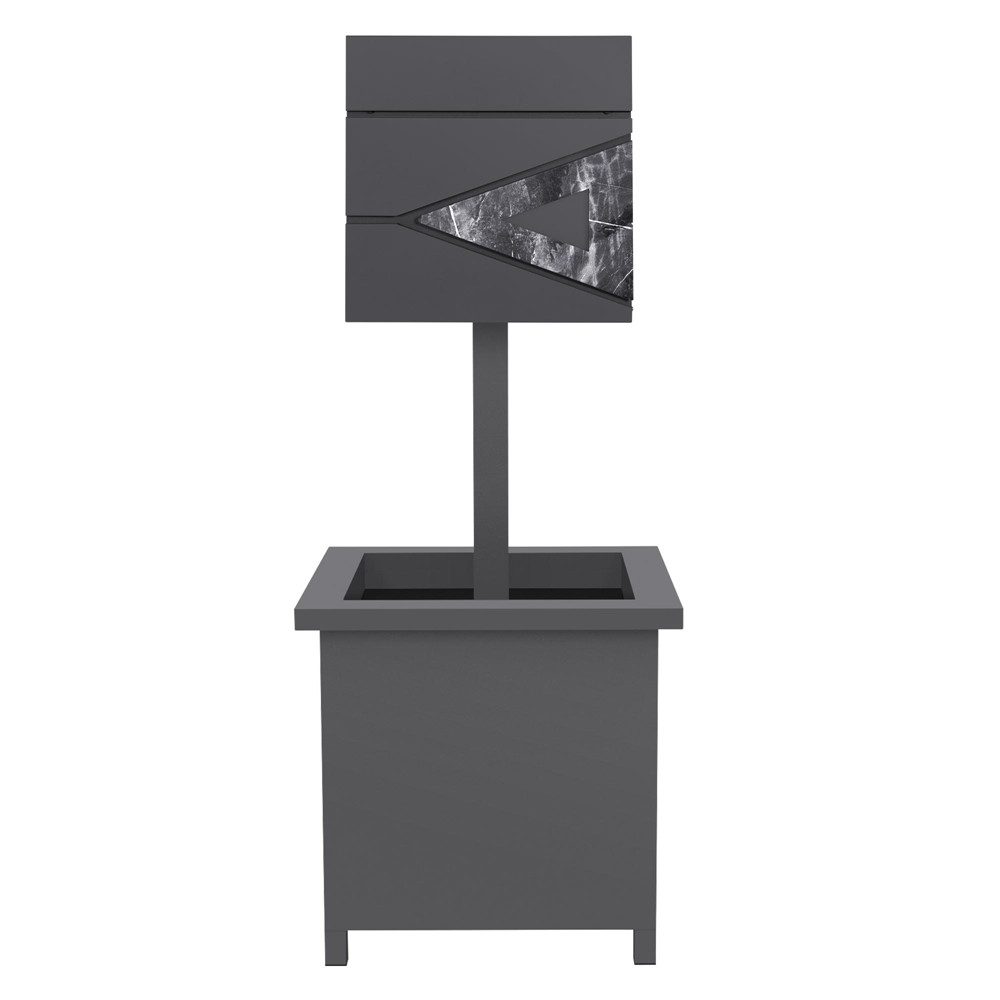 ML-DESIGN Standbriefkasten Wandbriefkasten Briefkasten Postkasten mit Zeitungsfach inkl. Ständer, Briefkastenständer mit Pflanzkasten Anthrazit-Marmor Schwarz 120 cm