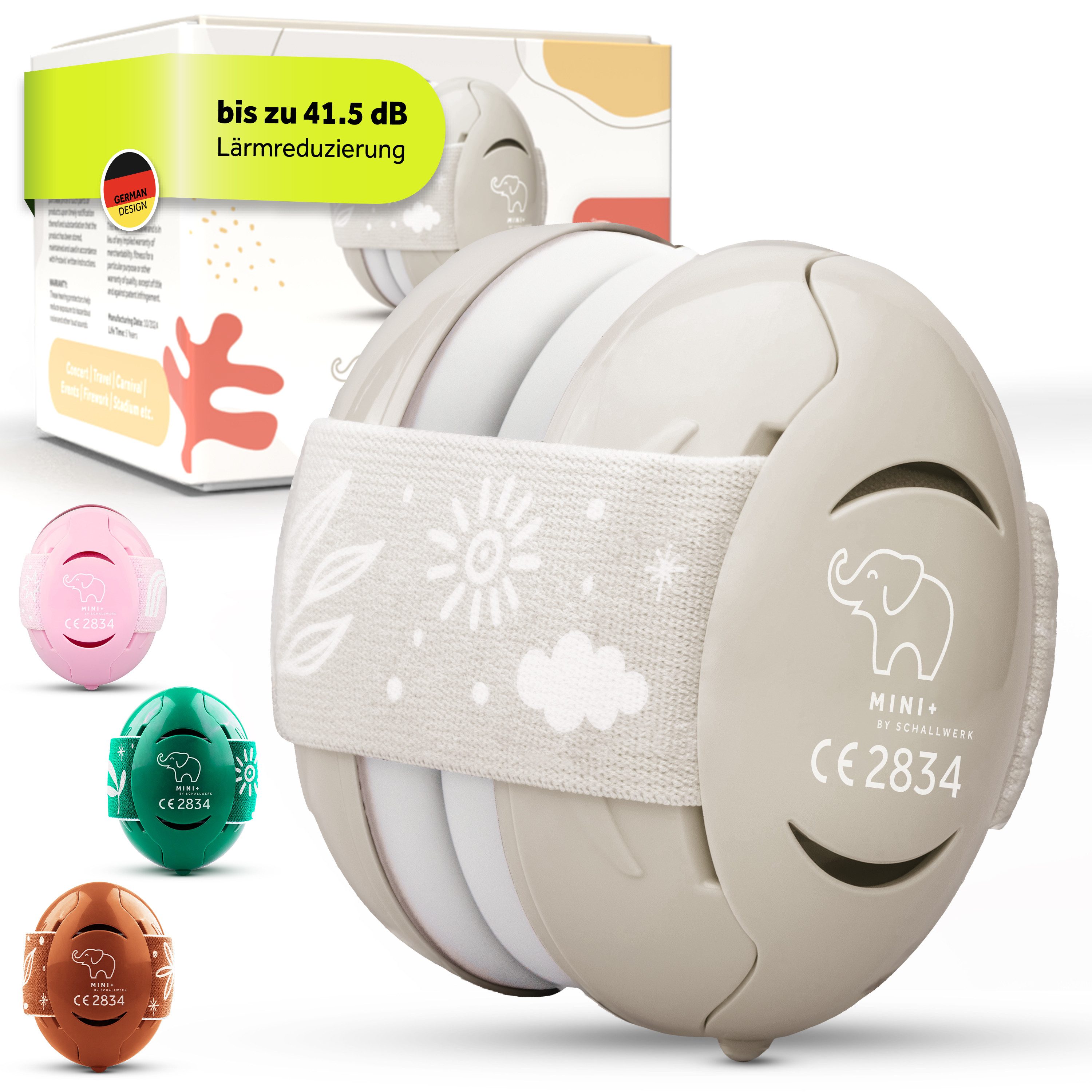 Schallwerk Kapselgehörschutz Mini+ Ohrenschützer für Kleinkinder - Gehörschutz Baby, (Kopfhörer Babys & Kleinkinder, Ohrenschutz für Babys mit verstellbaren Band), bis zu 52cm Kopfumfang