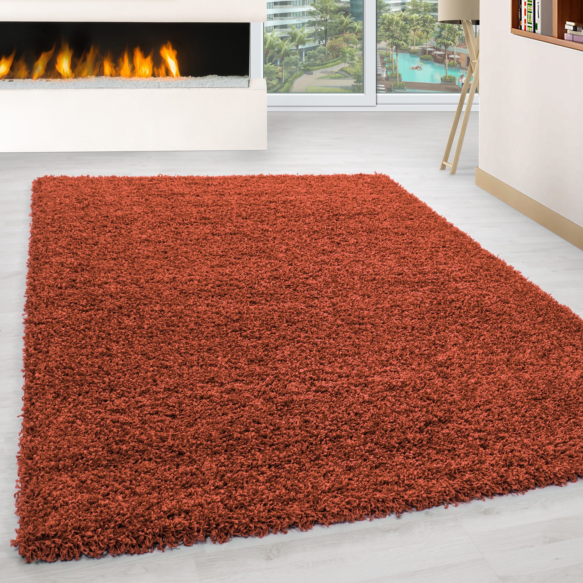 KADIMA DESIGN Teppich Unifarben Polypropylen Wohnzimmer Shaggy Teppich Hochflor, Läufer, Höhe: 32 mm, Handwäsche, Rücken aus Jute, Gekettelt, 48500 Points/m2, 60x110cm