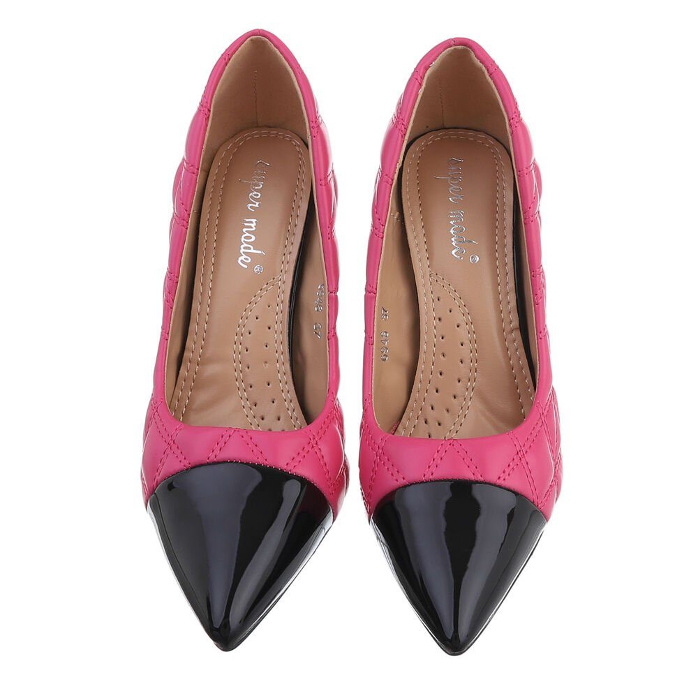 Schwarz Pink, in Pfennig-/Stilettoabsatz Abendschuhe Damen Elegant Pumps High Heel Ital-Design Pink High-Heel-Pumps