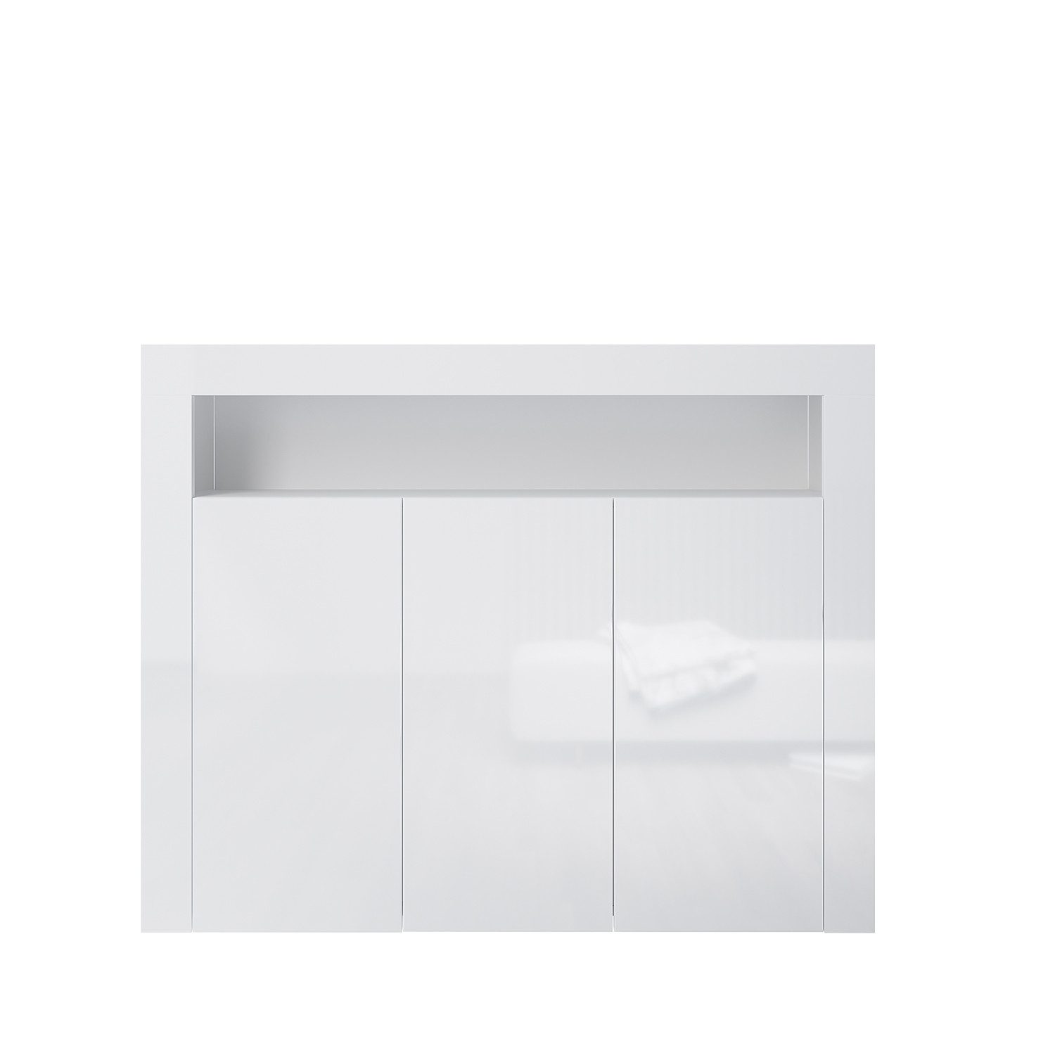 SONNI Highboard Sideboard weiß Hochglanz mit LED Beleuchtung 116x93x35cm, S günstig online kaufen
