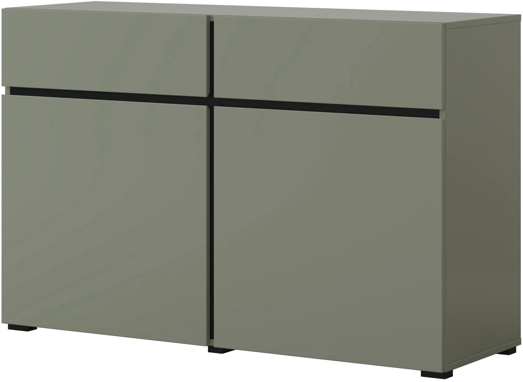 OTTO home Sideboard Cross,Breite 119,5 cm, moderne grifflose Kommode,2 Türen/2 Schubkästen, Schubladenschrank,Anrichte mit viel Stauraum, Einlegeböden verstellbar