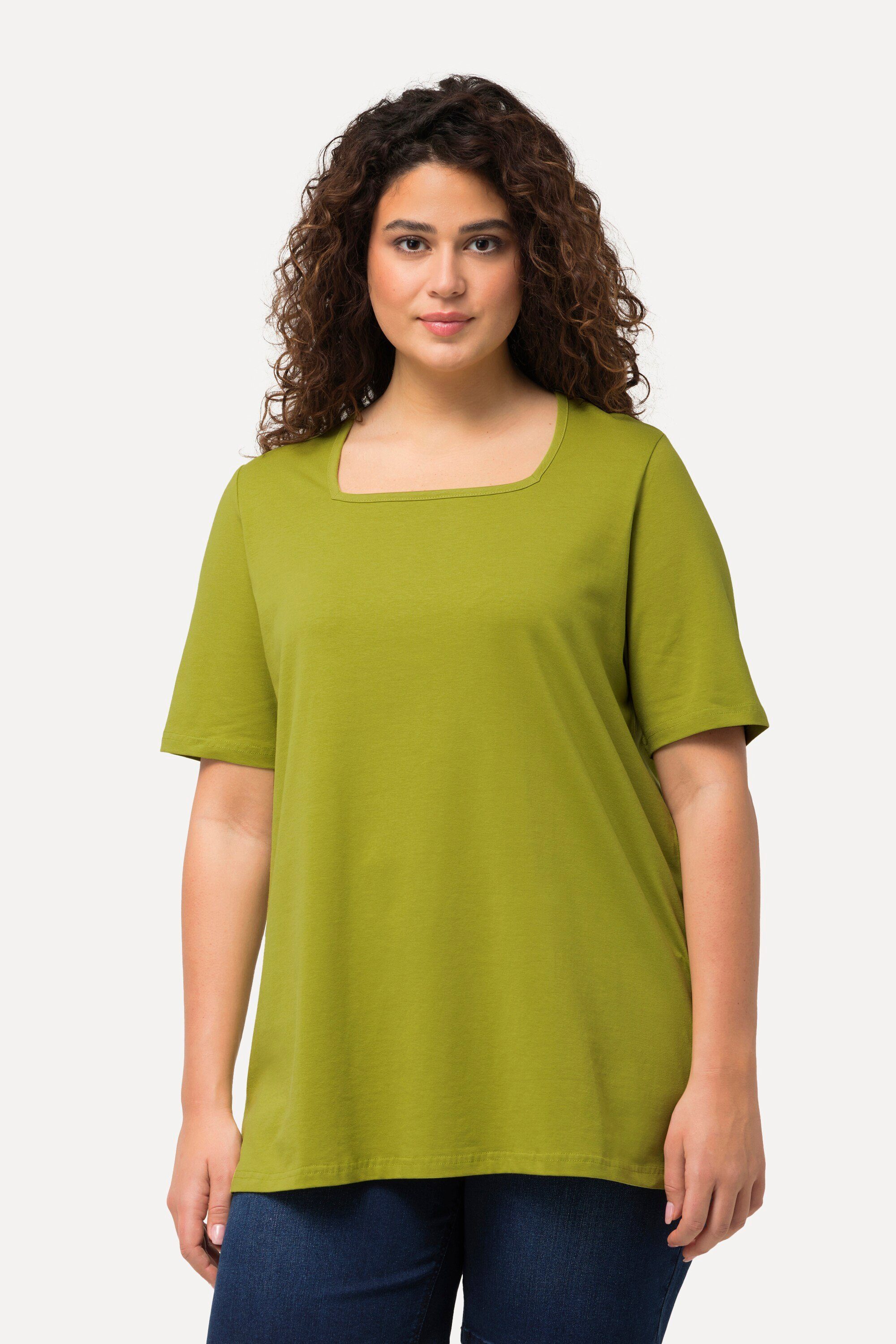 Ulla Popken T-Shirt T-Shirt A-Linie Carré-Ausschnitt günstig online kaufen