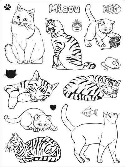 Aladine Stempel Katzen, 16 Stück