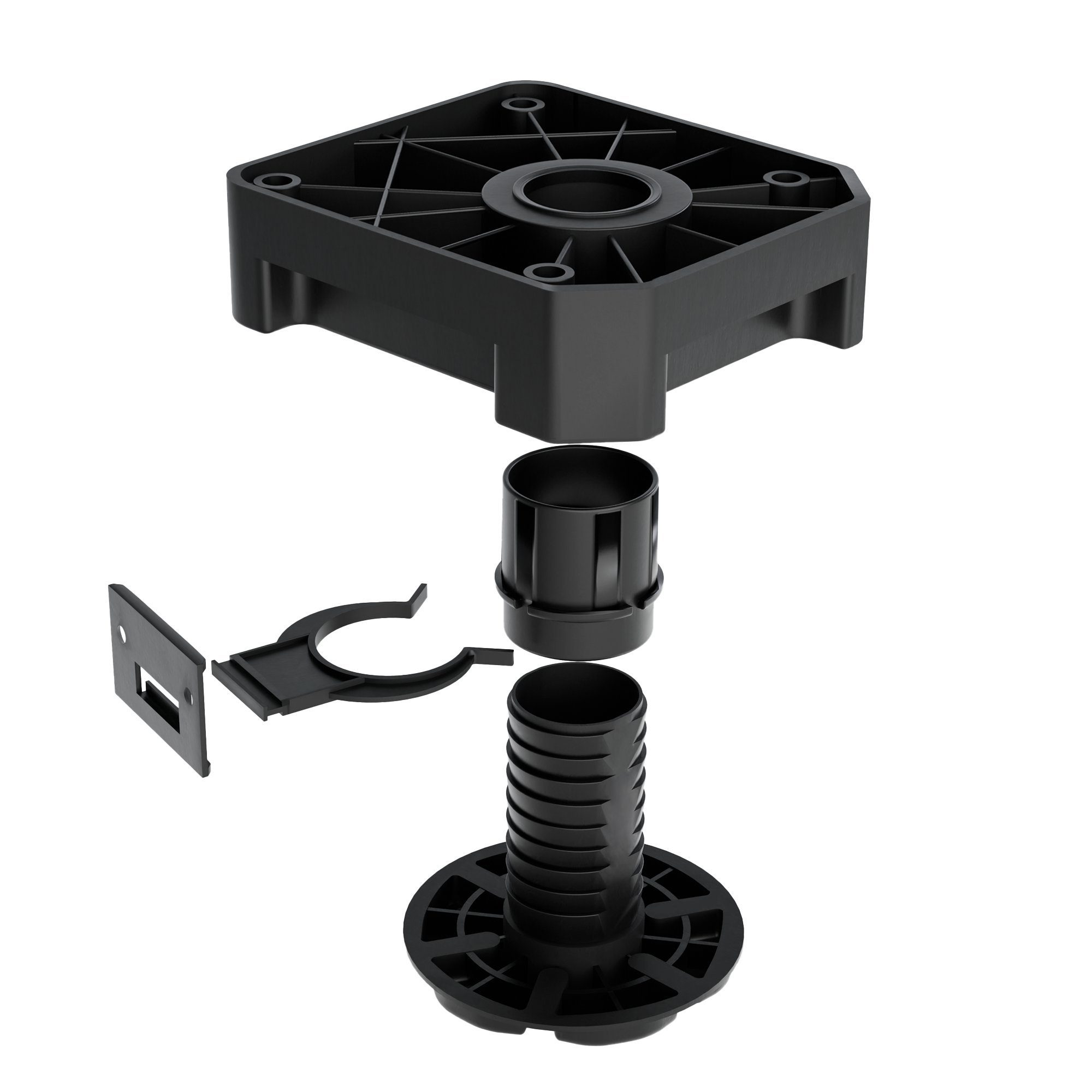 Prima-Online Möbelfuß 4x Küchenfüße Küchenfuß Möbelfüße Sockelfuß Verstellfuß 50 - 195 mm