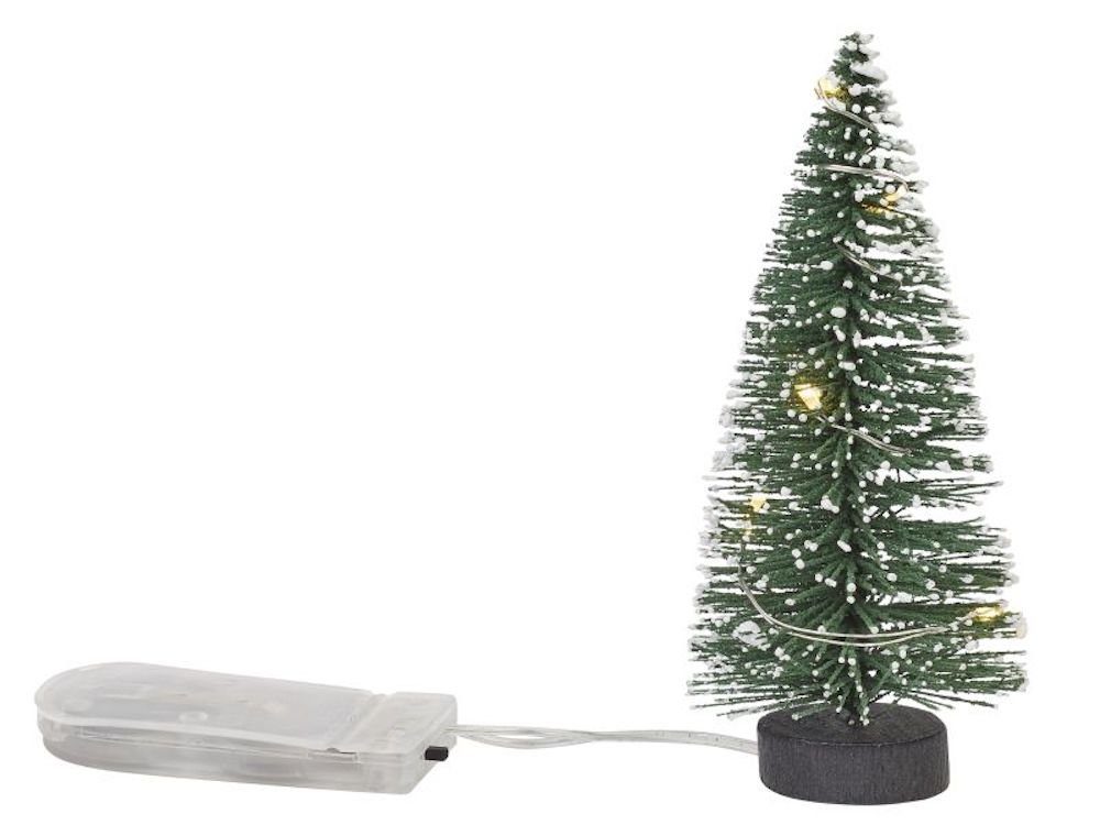 HobbyFun Dekofigur Mini-Tanne LED-Beleuchtung m. 10cm, ca. grün-weiß
