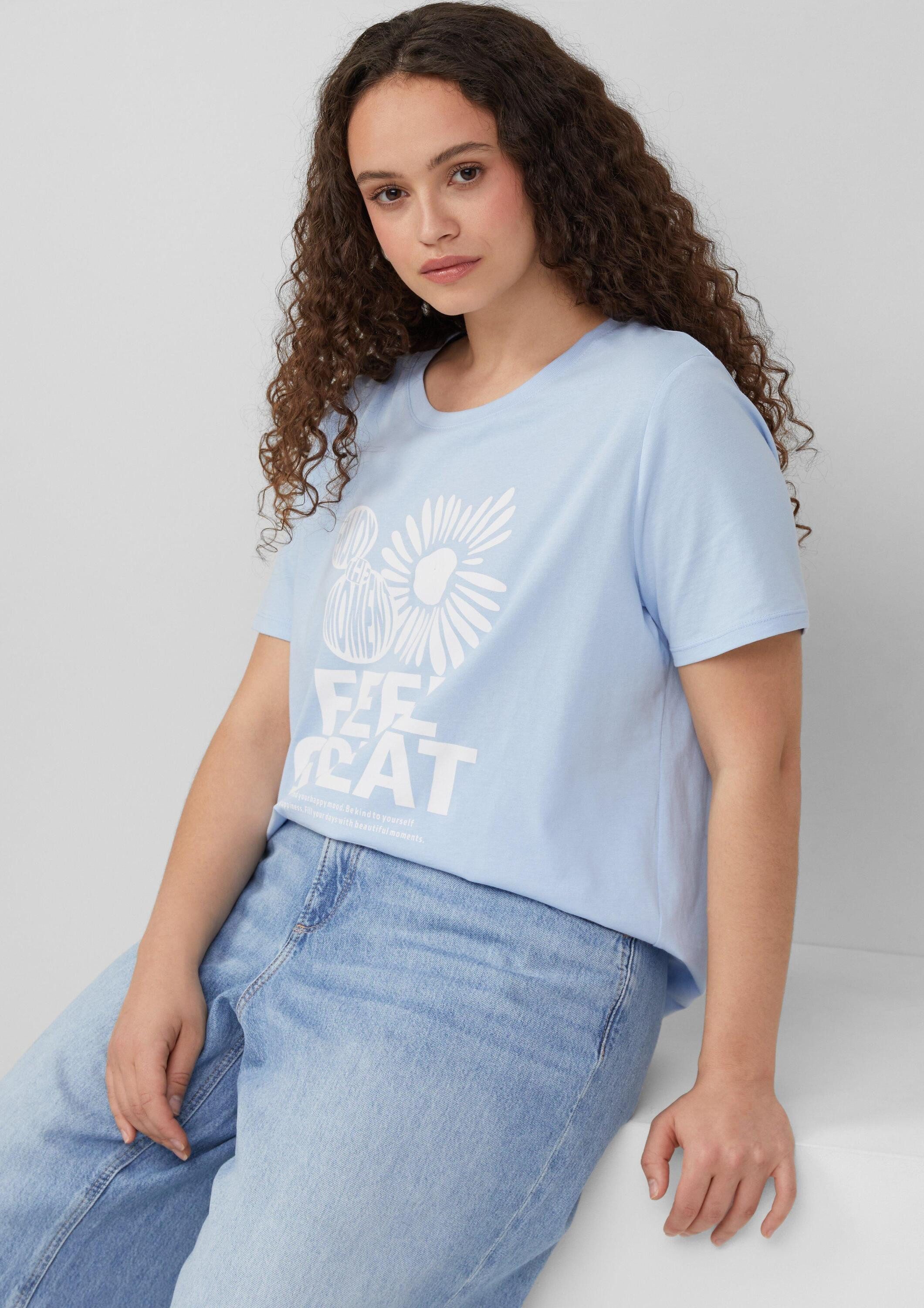 QS Kurzarmshirt T-Shirt Baumwollshirt mit Frontprint günstig online kaufen