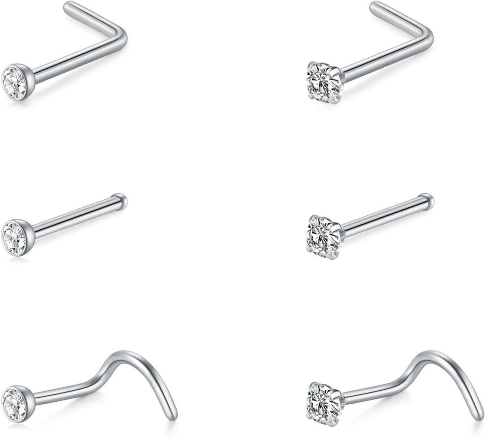 Briana Williams Nasenpiercing Nasenpiercing Stecker Silber Edelstahl 20G L Form Spiral 6er Set