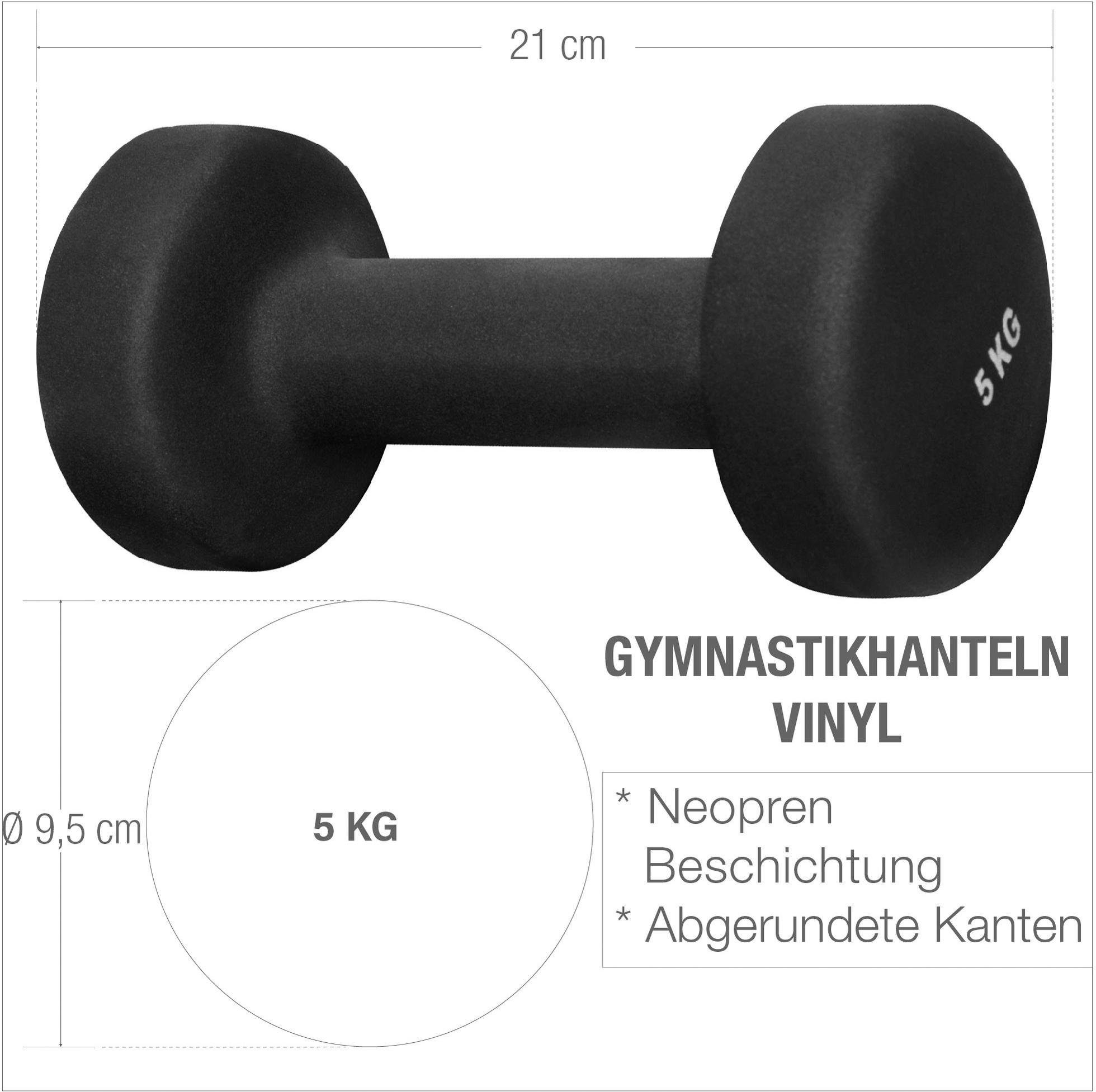GORILLA SPORTS Hantel-Set Gymnastikhanteln 2 kg, (Set) Vinyl kg 10 x 5 Schwarz 