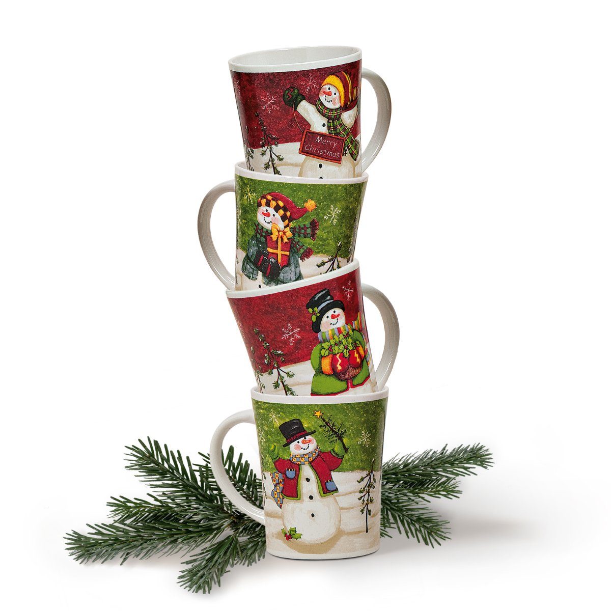 Tasse Grosse Weihnachtstassen 4er Set Schneemänner amerikanisch
