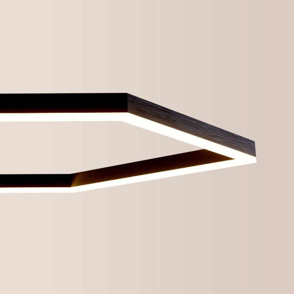 s.luce Deckenleuchte LED Deckenlampe Hexa flach modern eckig Schwarz, Warmweiß
