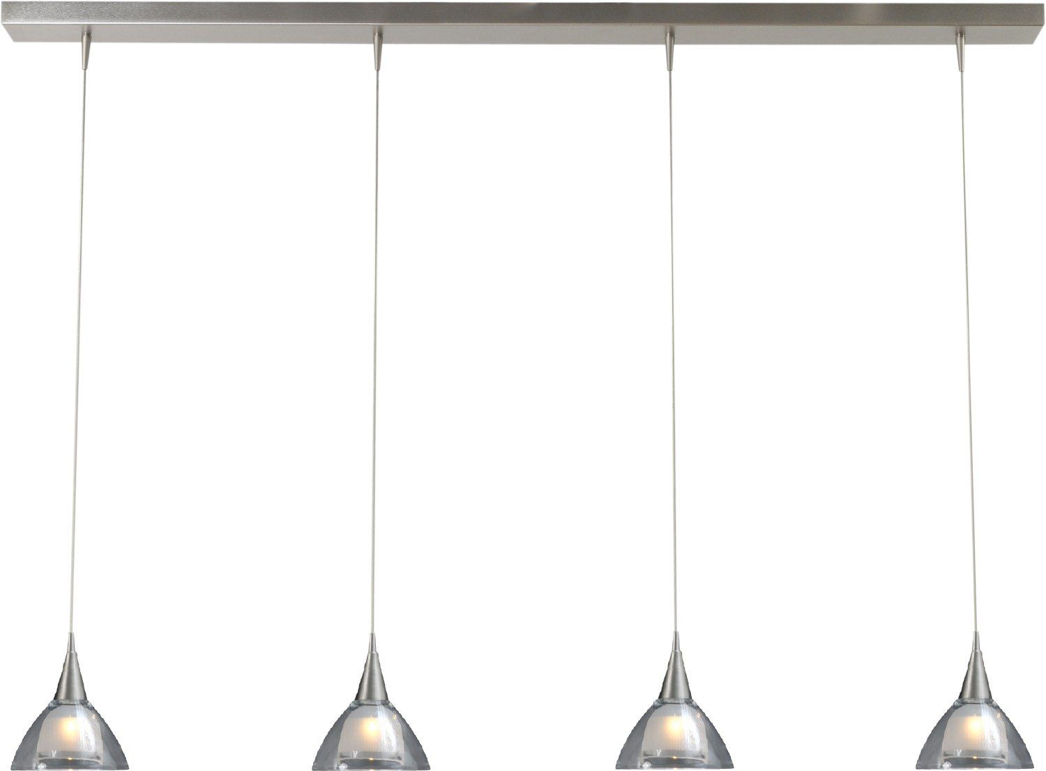 Licht-Erlebnisse Pendelleuchte CATERINA, LED fest integriert, Warmweiß, Hängeleuchte Küche Esstisch Nickel Ø 40 cm 2700 K 1800 lm Glas Metall