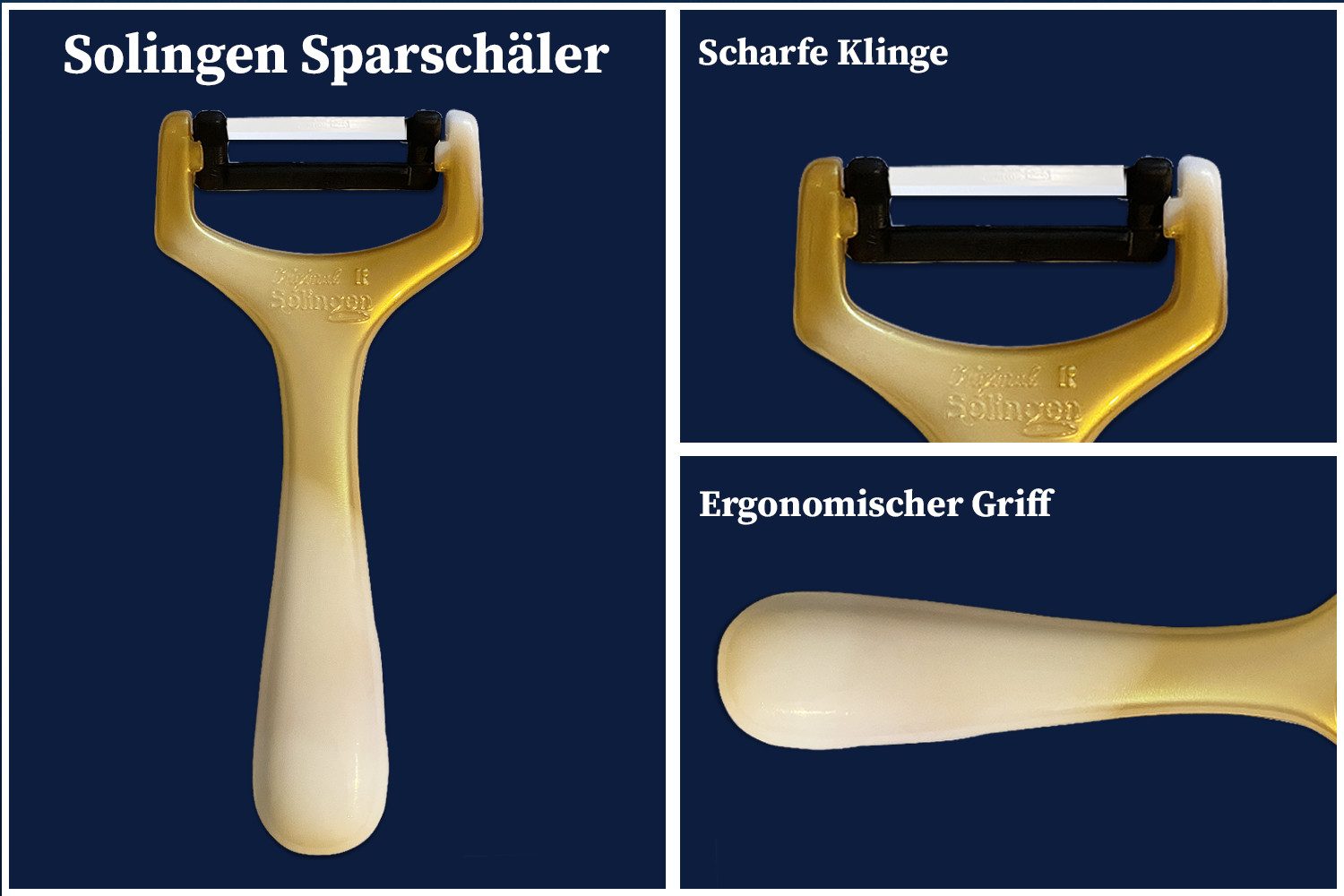 SMI Sparschäler Sparschäler Solingen Gemüseschäler Kartoffelschäler Universalschäler, (2-tlg., 2 tlg), Gold-Weiß