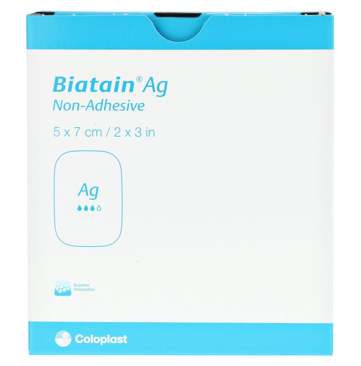 Coloplast GmbH Wundpflaster BIATAIN AG Schaumverband 5x7 cm nicht haftend (Spar Set, 5 St., Wundverband in 5er-Packung), Antimikrobieller Verband für Wunden
